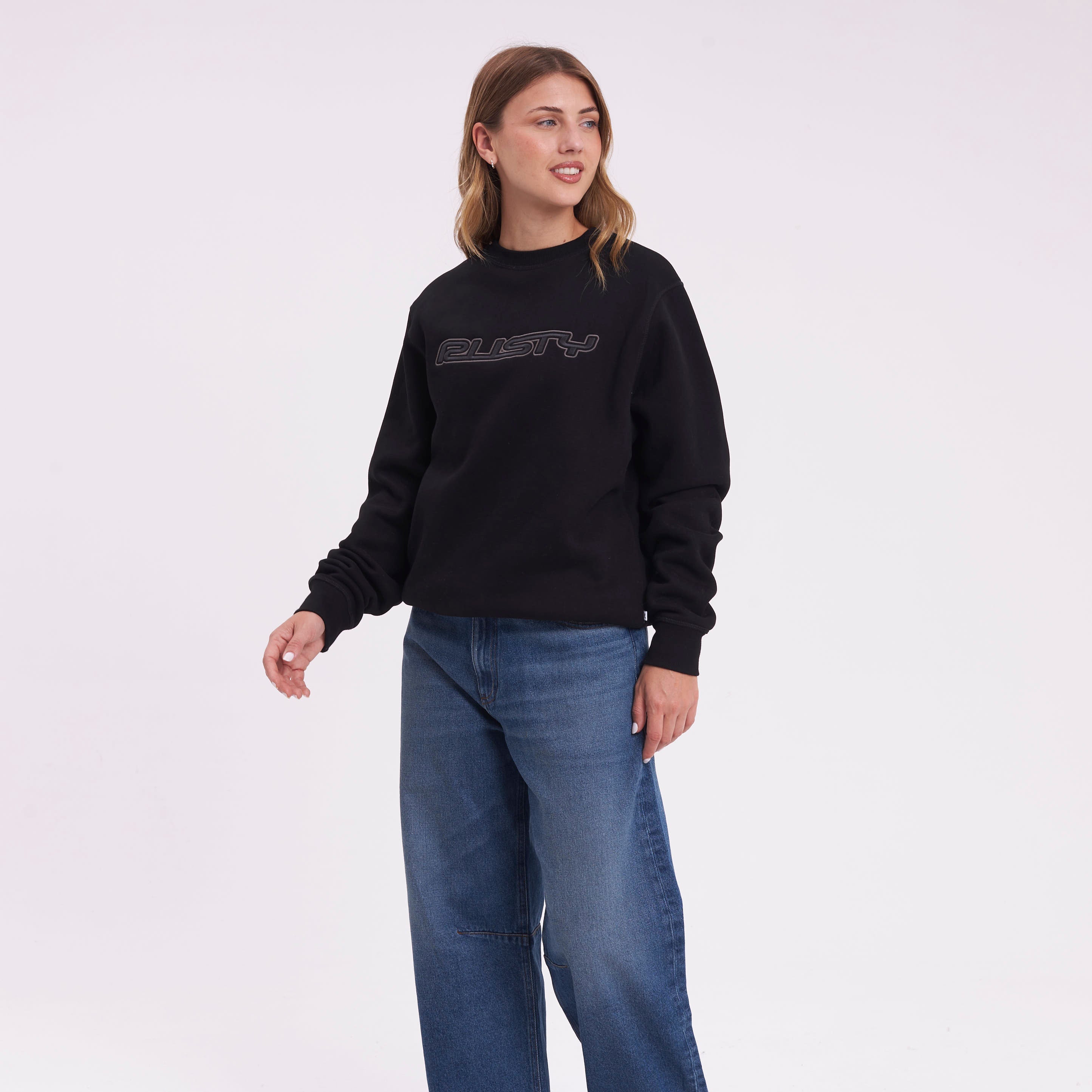Buzo Rusty R Essential Oversized Crew Fleece Black - Image 3