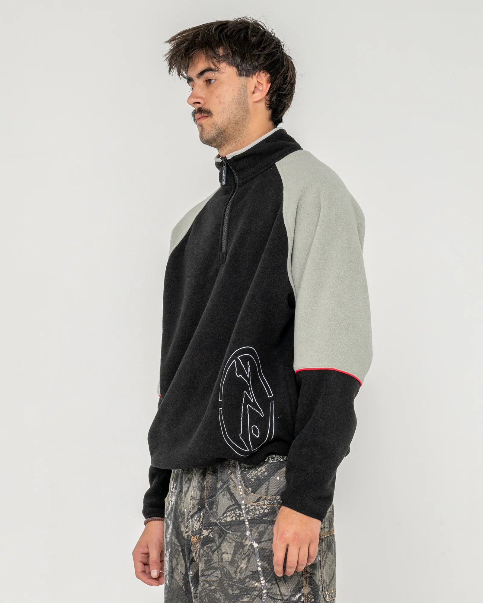 Buzo Rusty Tectonic Quarter Zip Polar Fleece Black - Image 2