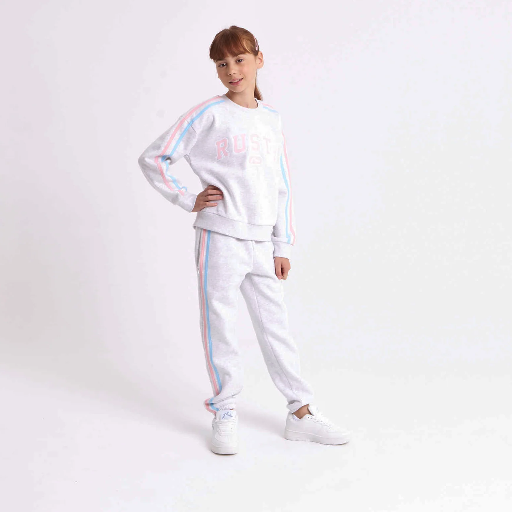 Buzo Rusty Girls Team Varsity Crew Fleece Ecru Marle - Image 5