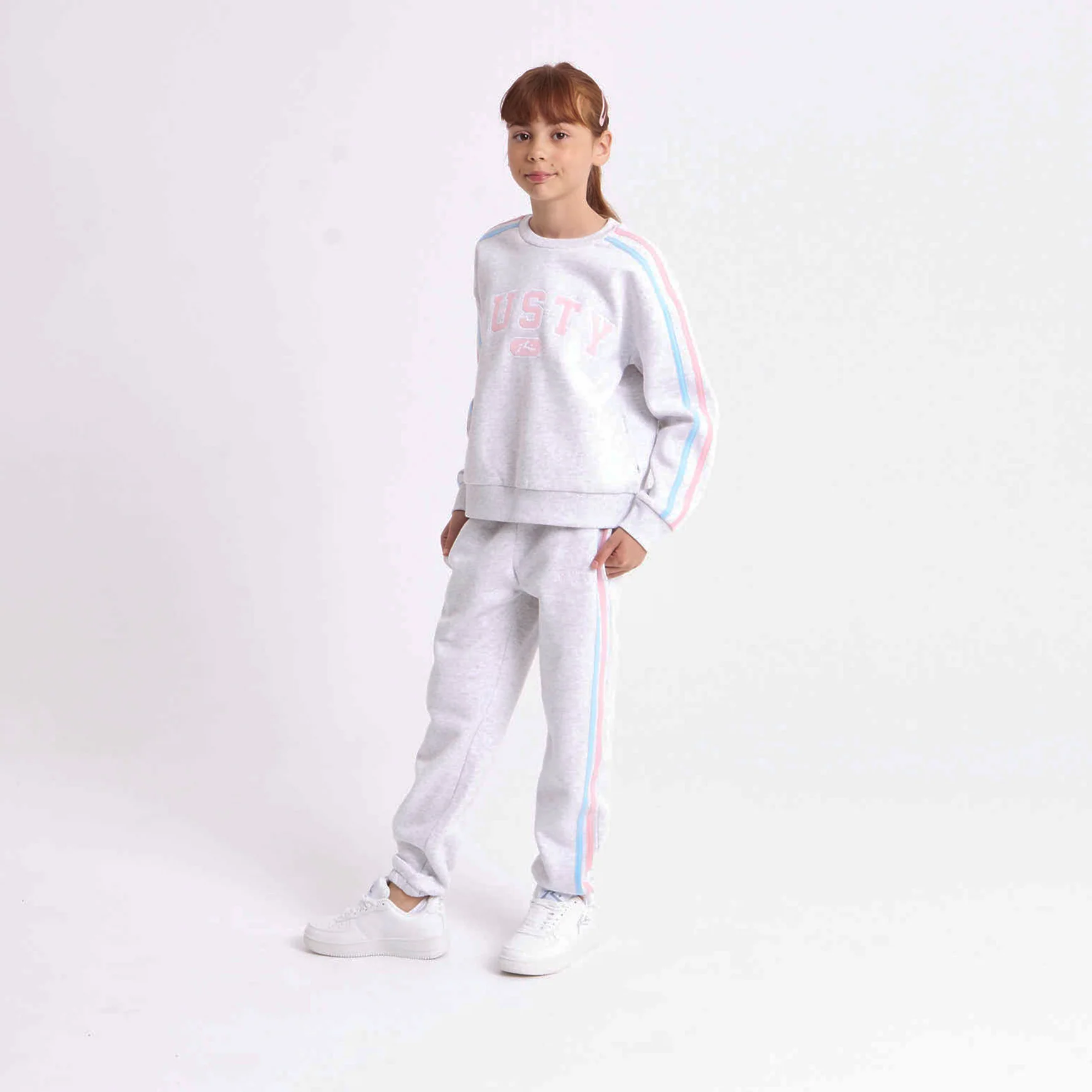 Buzo Rusty Girls Team Varsity Crew Fleece Ecru Marle - Image 6