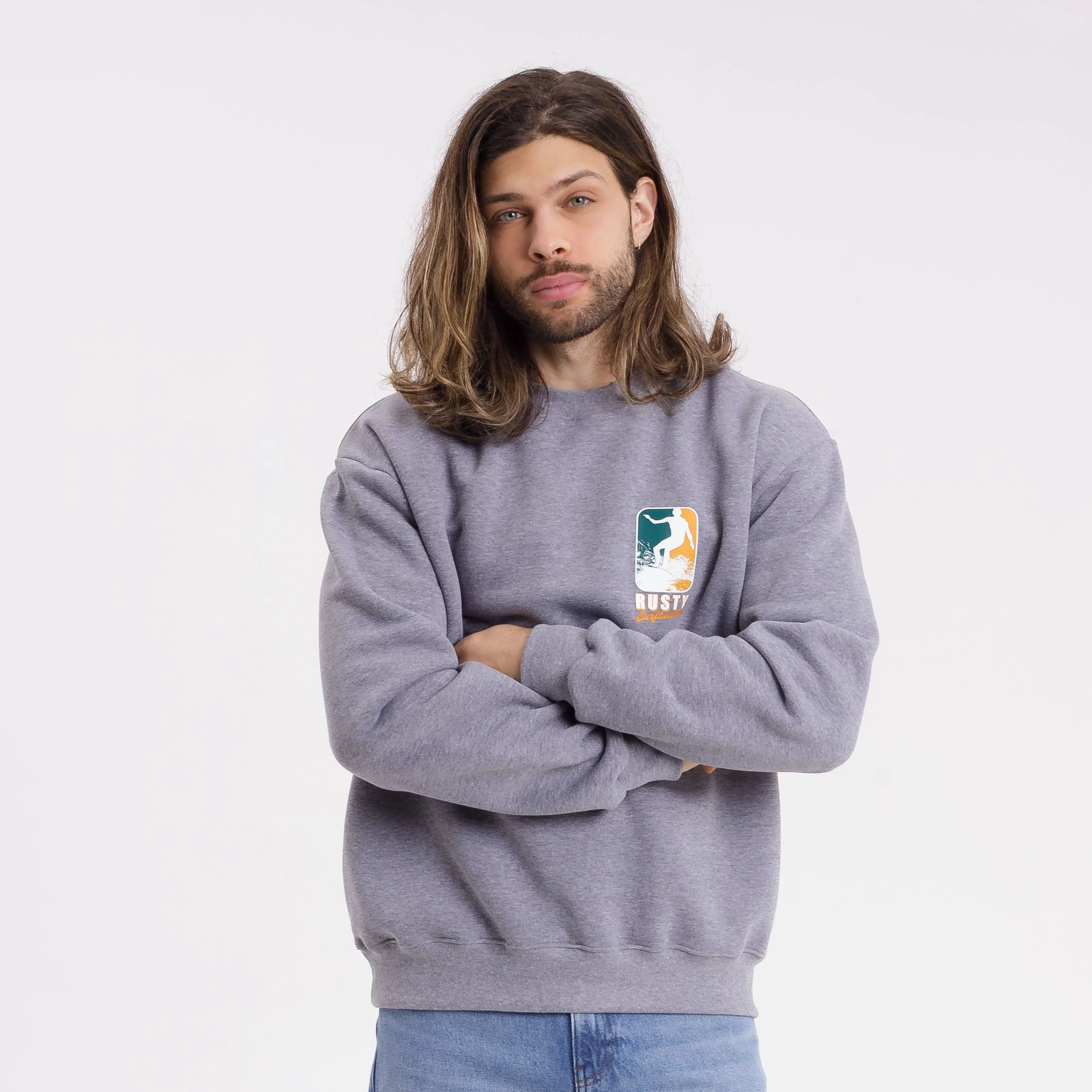 Buzo Rusty Double Shooter Crew Grey Marle