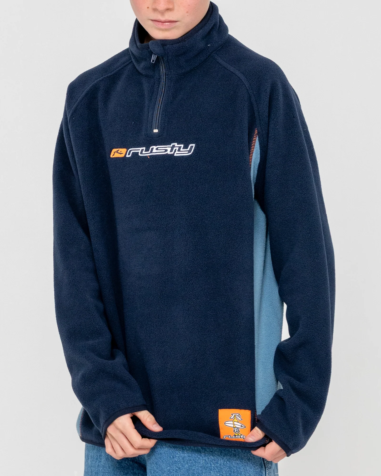 Buzo Rusty Blizzard Quarter Zip Polar Fleece Boys Navy Blue - Image 2