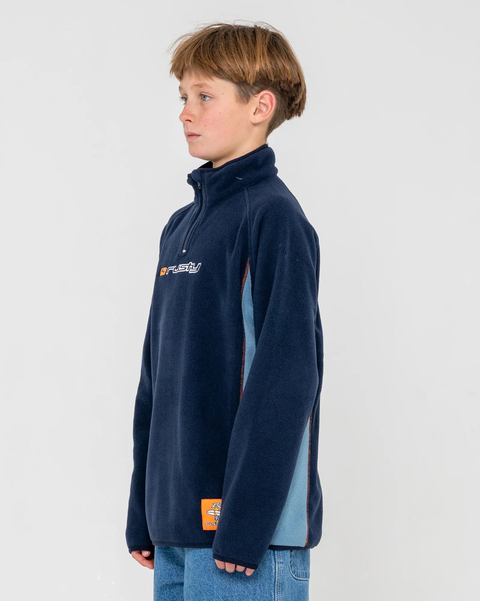 Buzo Rusty Blizzard Quarter Zip Polar Fleece Boys Navy Blue - Image 4