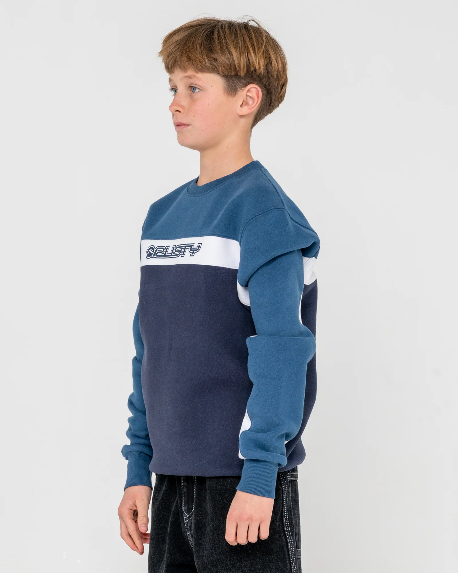 Buzo Rusty Pod Racer Crew Fleece Boys Navy Blue - Image 3