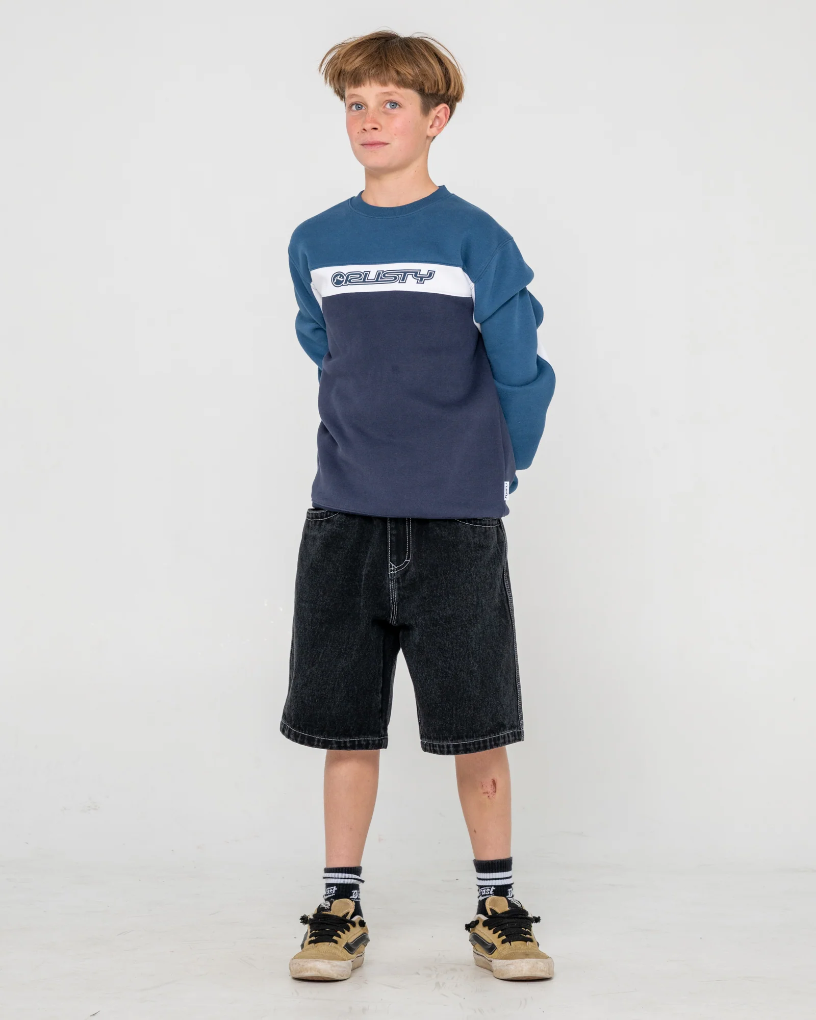 Buzo Rusty Pod Racer Crew Fleece Boys Navy Blue - Image 4