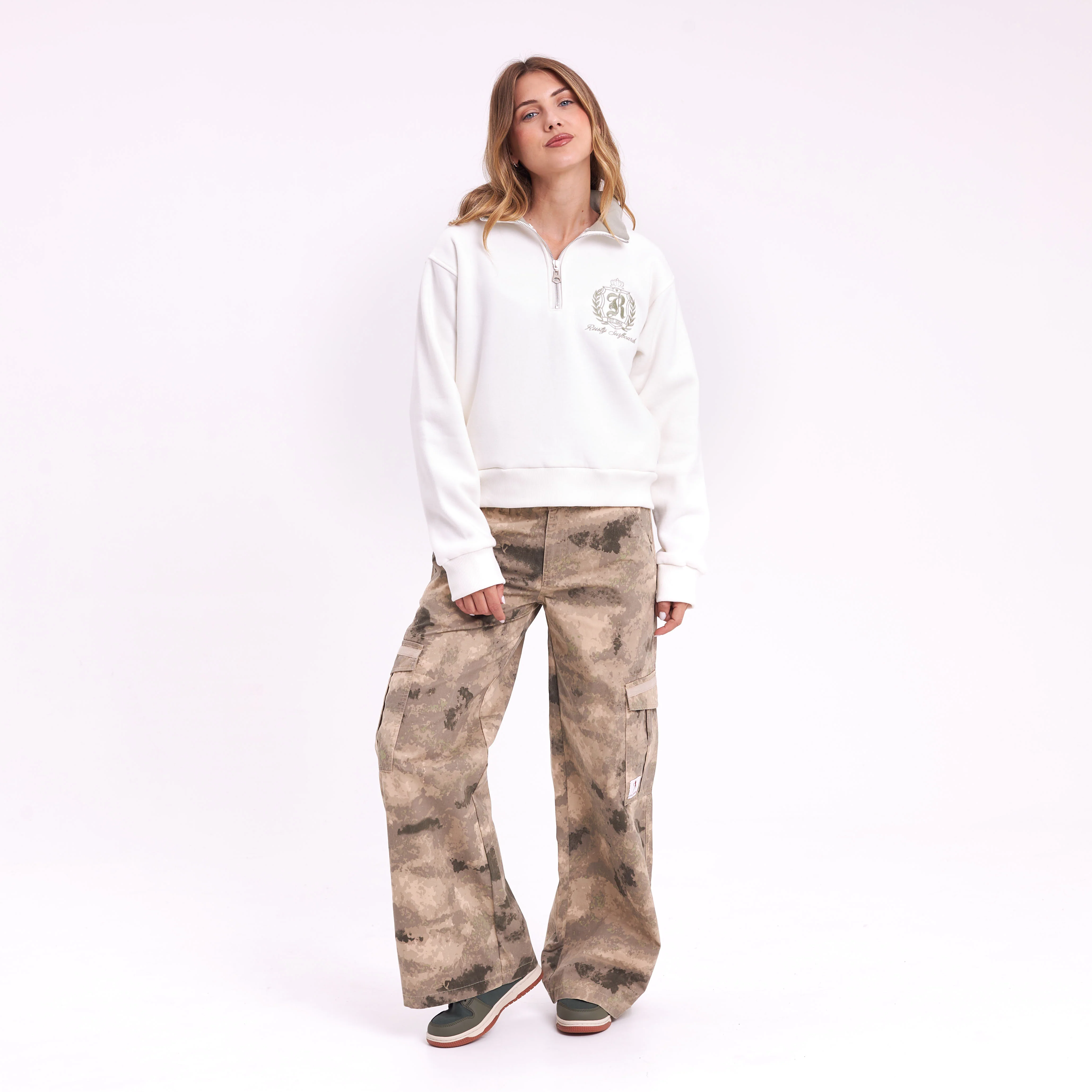 Buzo Rusty Royal Midzipper Neck Crew Ld Snow White