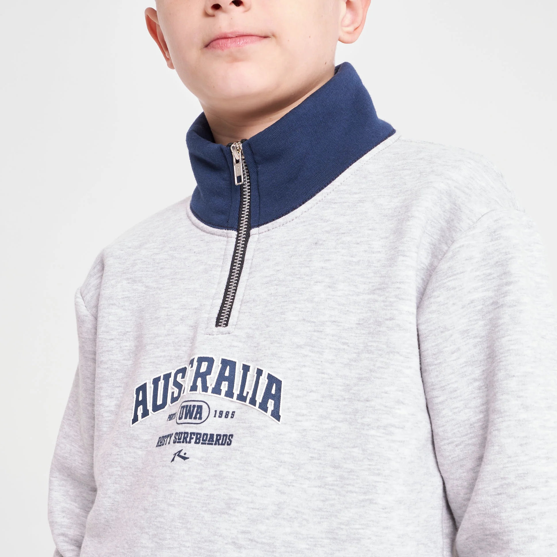 Buzo Rusty Australian 1/4 Zip Crew Jr White Marle - Image 3