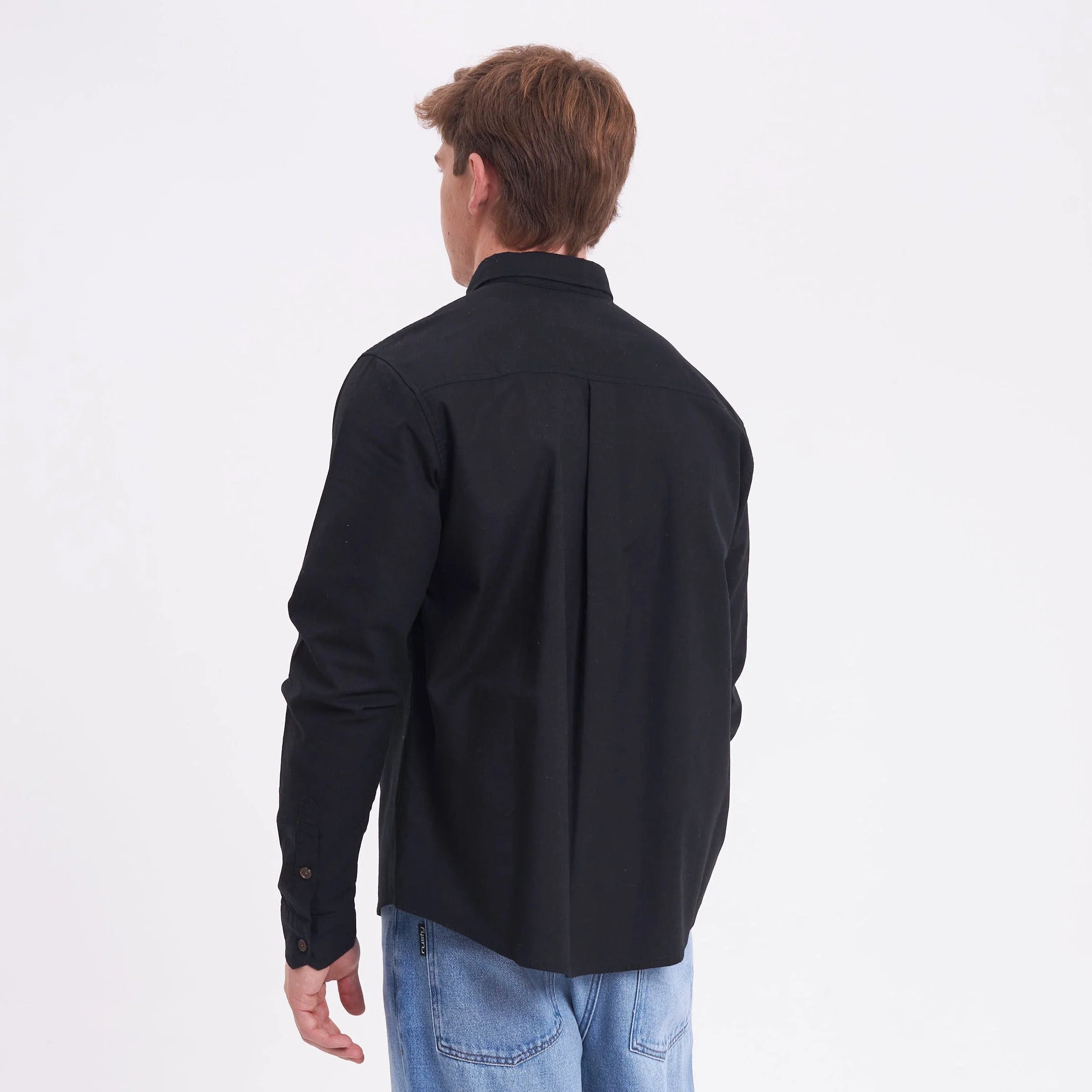 Camisa Ml Rusty Overtone Long Sleeve Linen Shirt Black - Image 3