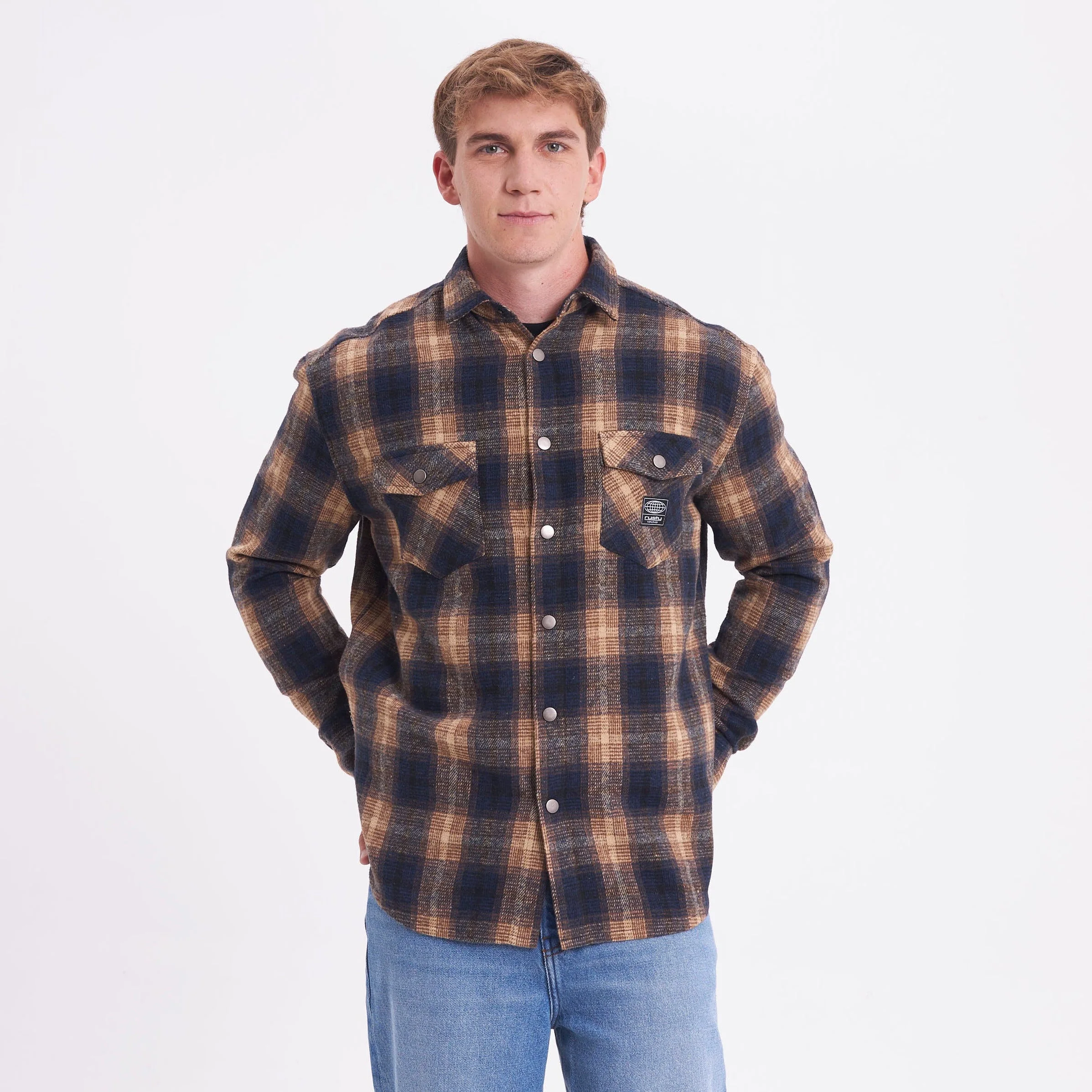Camisa Ml Rusty Galaxie Flannel Long Sleeve Shirt Blue - Image 3