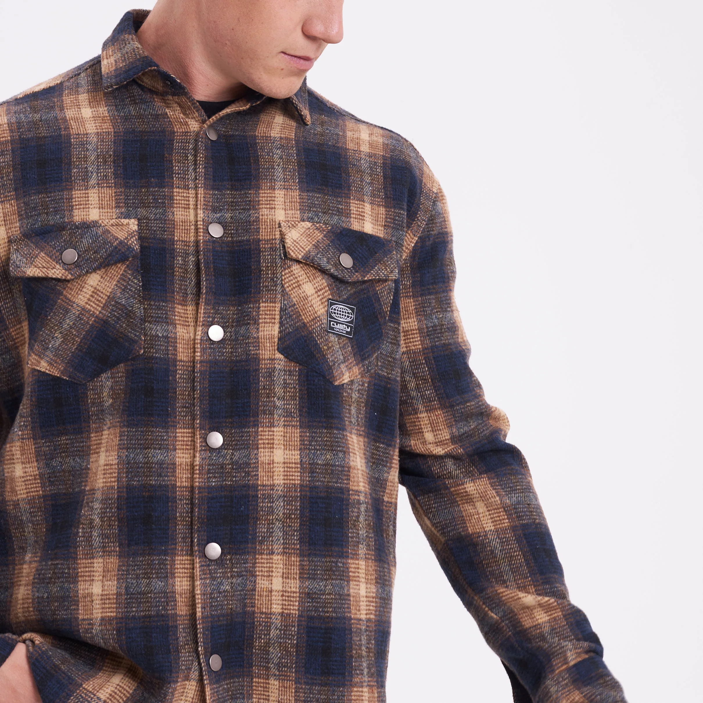 Camisa Ml Rusty Galaxie Flannel Long Sleeve Shirt Blue - Image 4