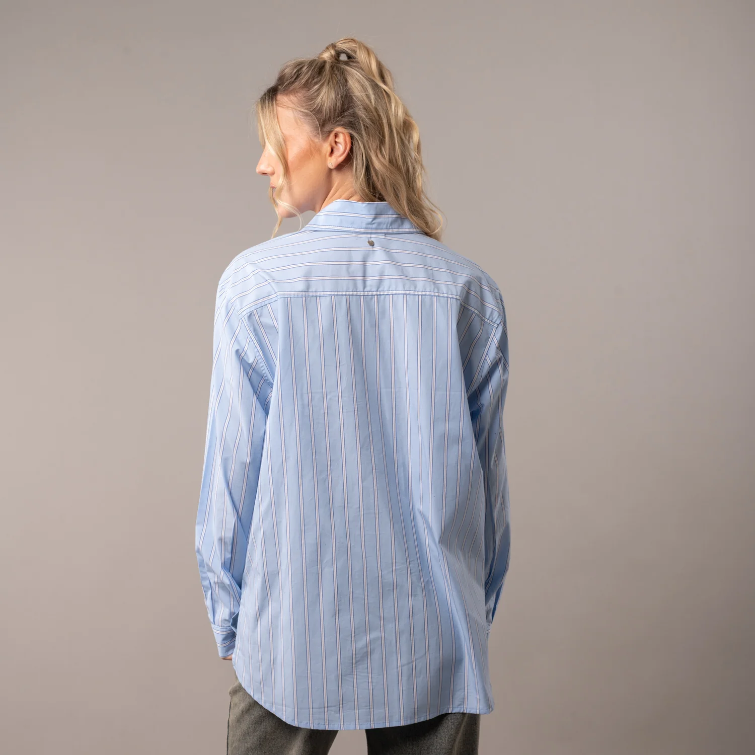 Camisa Ml Rusty Mykonos Stripe Oversize Shirt Ld Glacier Lake - Image 4