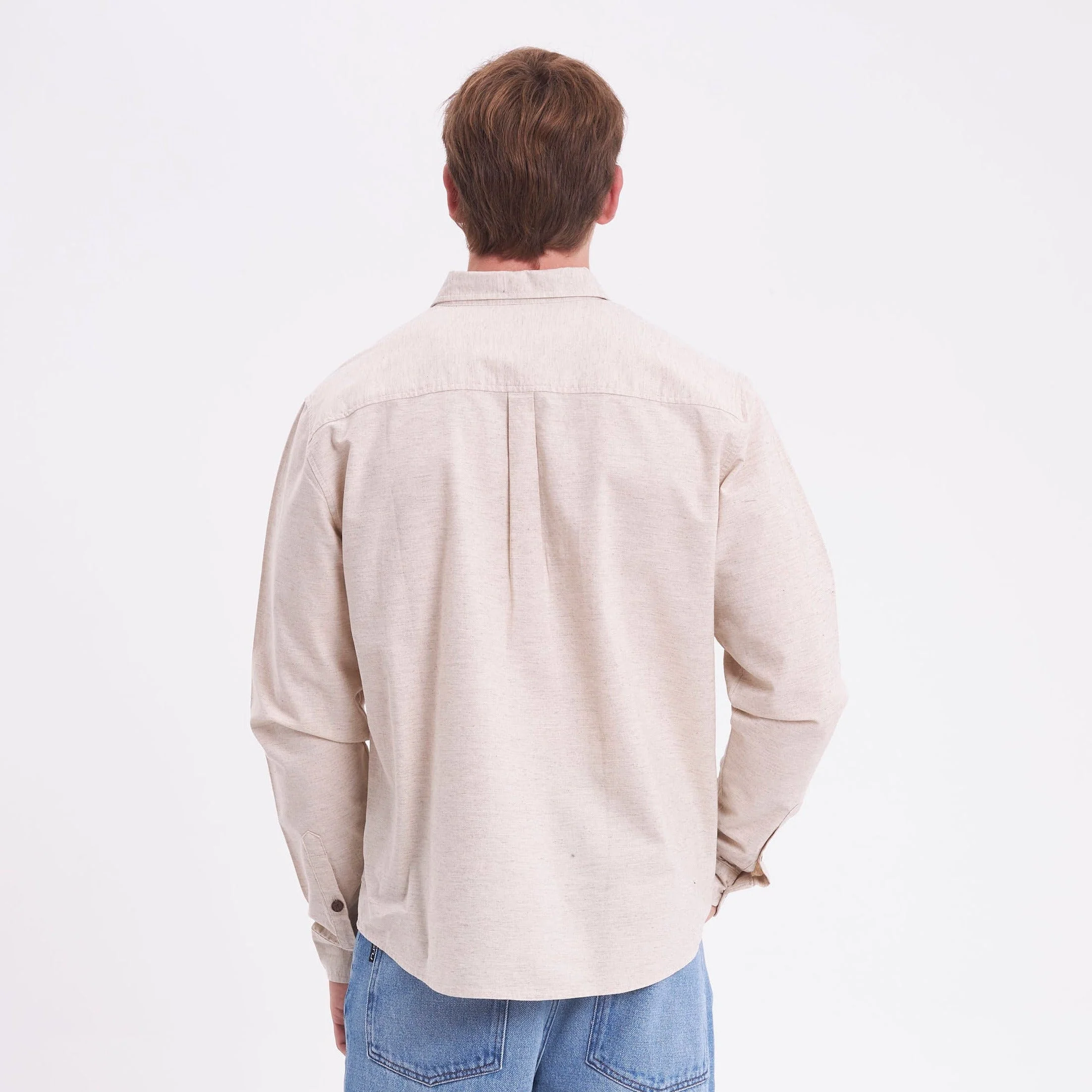 Camisa Ml Rusty Overtone Long Sleeve Linen Shirt Off White - Image 3