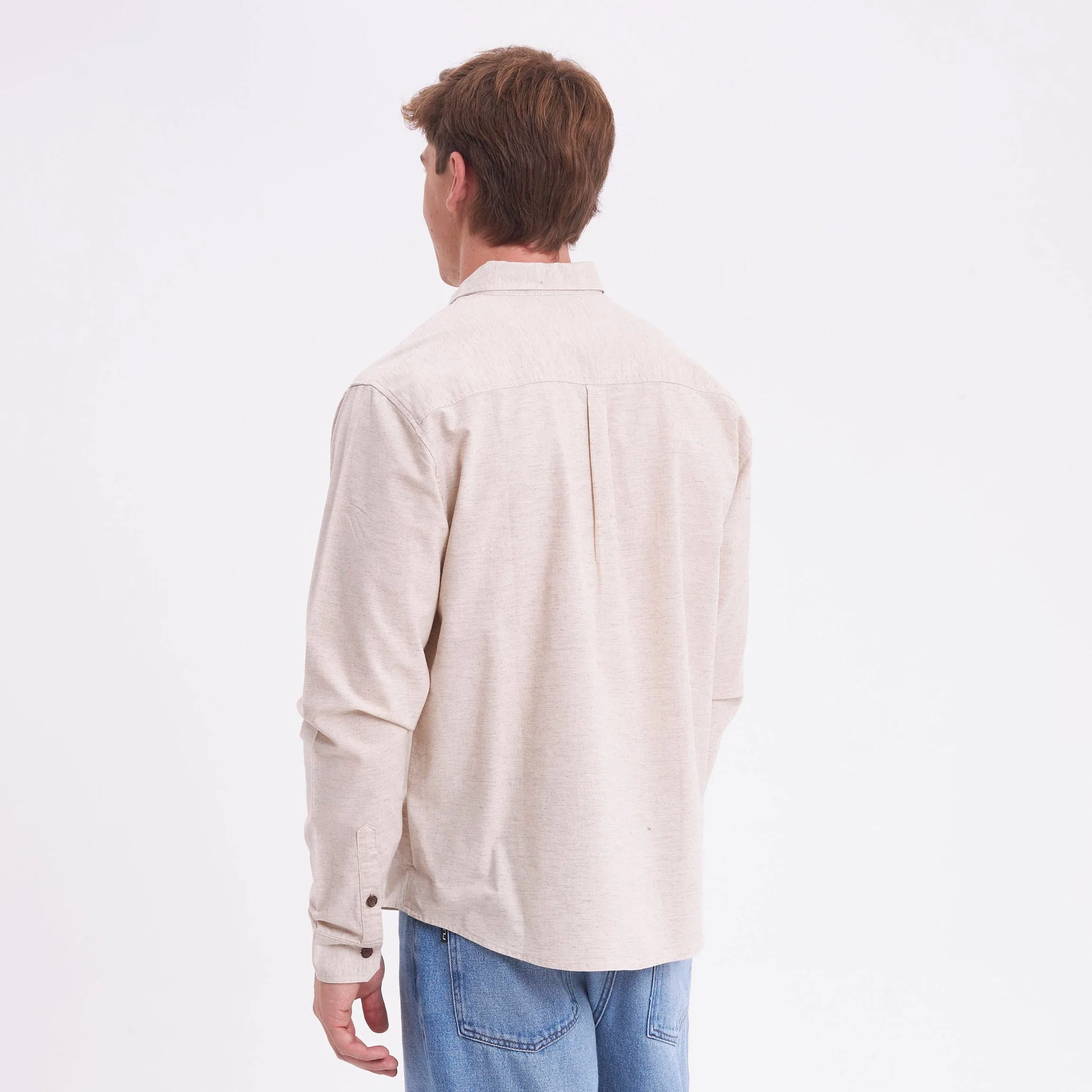 Camisa Ml Rusty Overtone Long Sleeve Linen Shirt Off White - Image 4