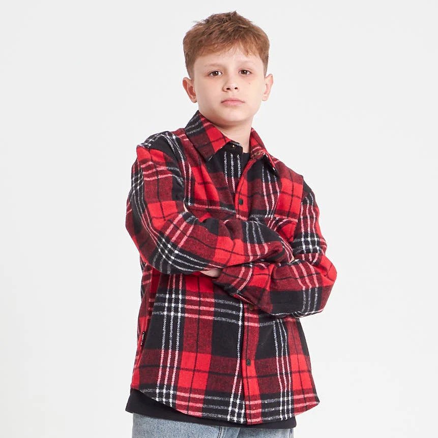 Camisa Ml Rusty Galaxie Flannel Long Sleeve Shirt Jr* Red - Image 2