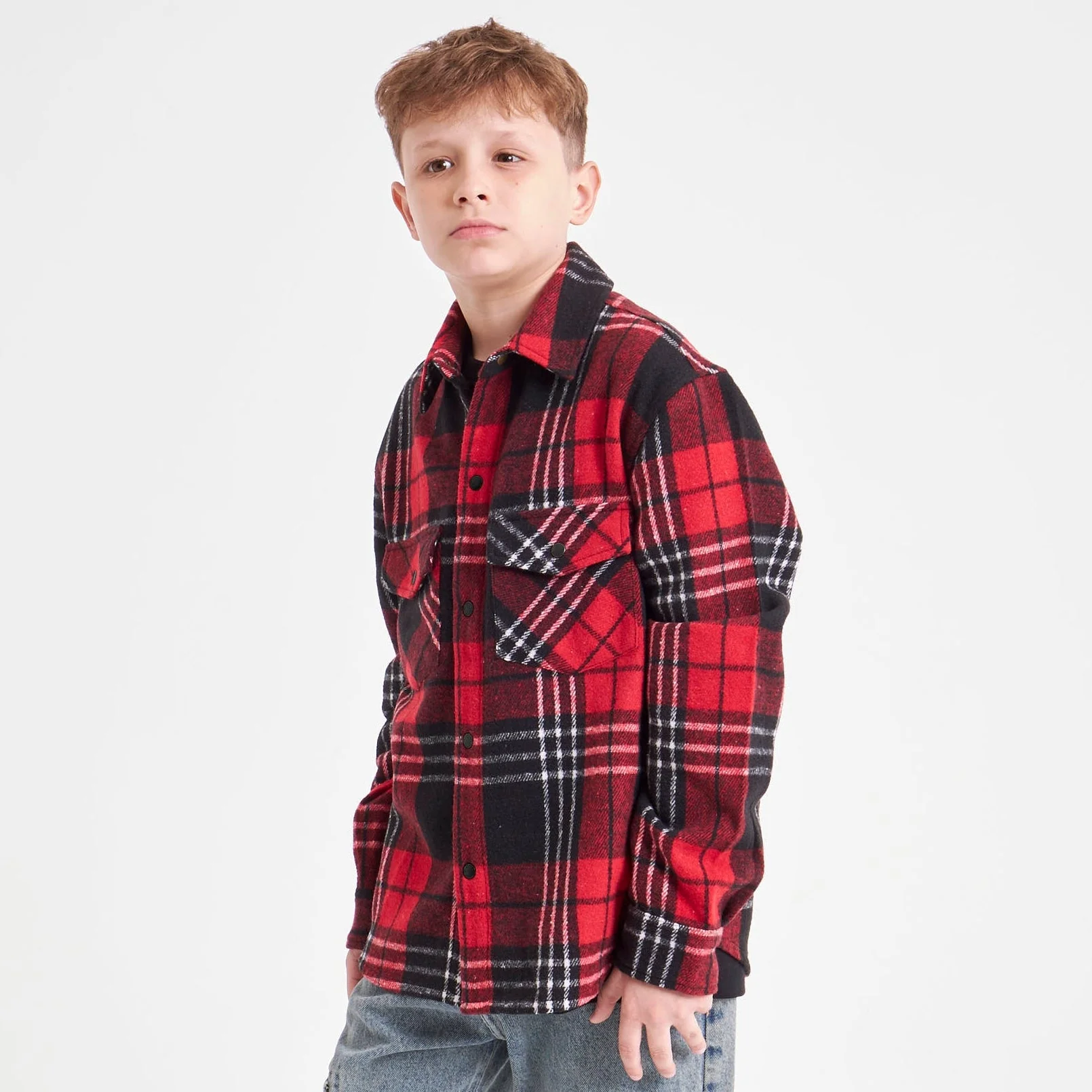 Camisa Ml Rusty Galaxie Flannel Long Sleeve Shirt Jr* Red - Image 3