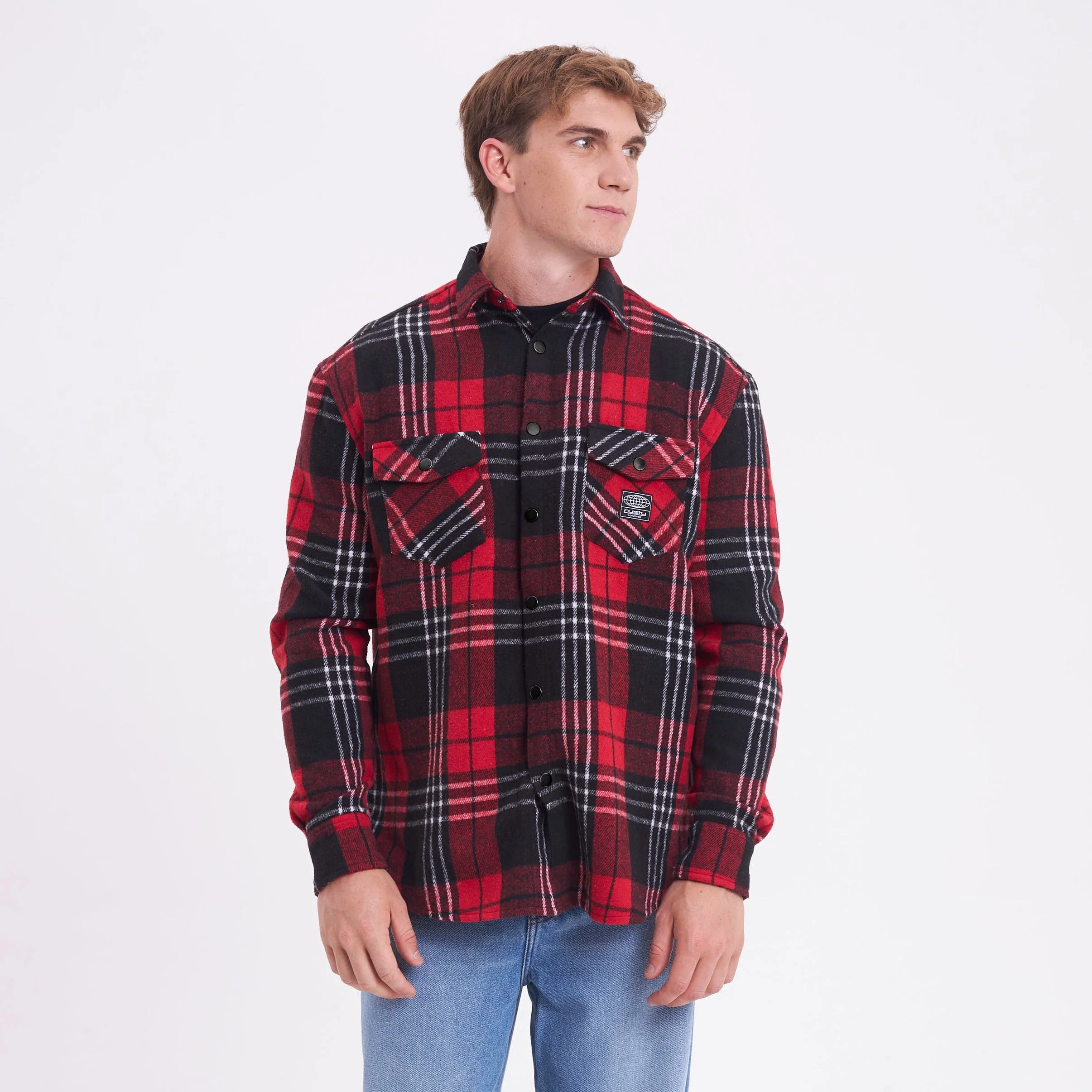 Camisa Ml Rusty Galaxie Flannel Long Sleeve Shirt Red - Image 3