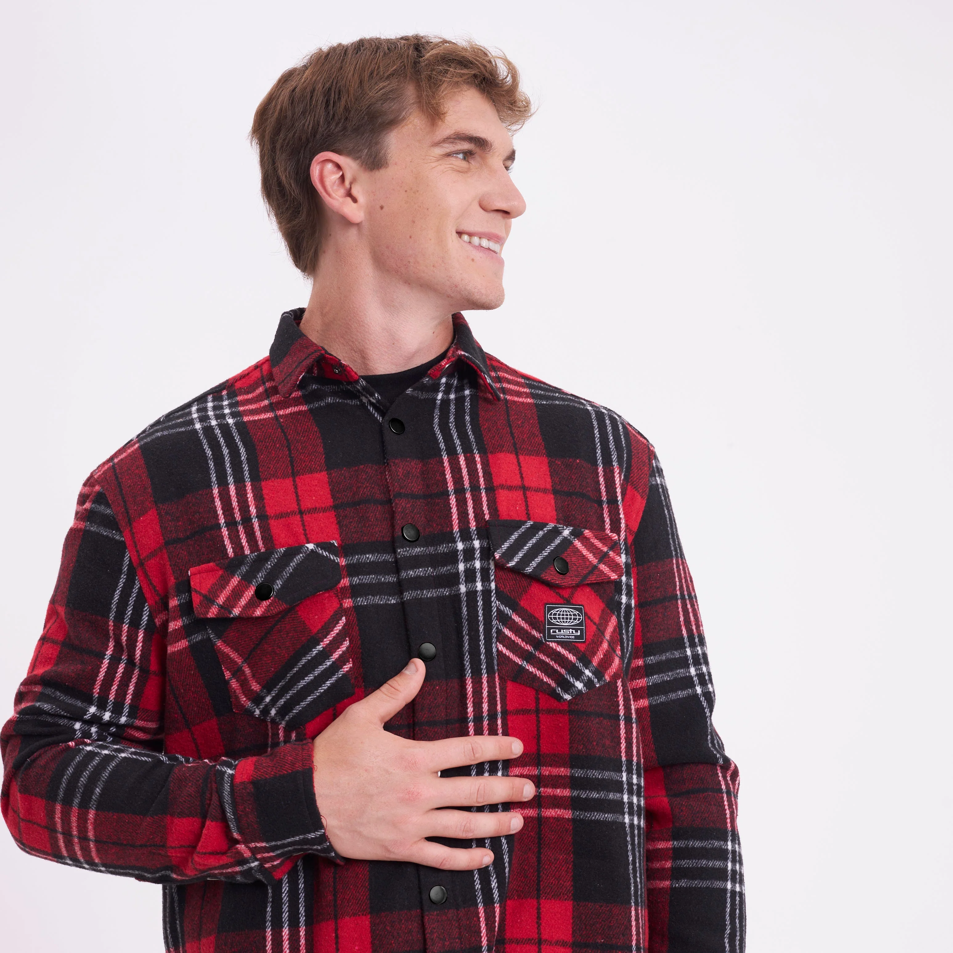 Camisa Ml Rusty Galaxie Flannel Long Sleeve Shirt Red - Image 5