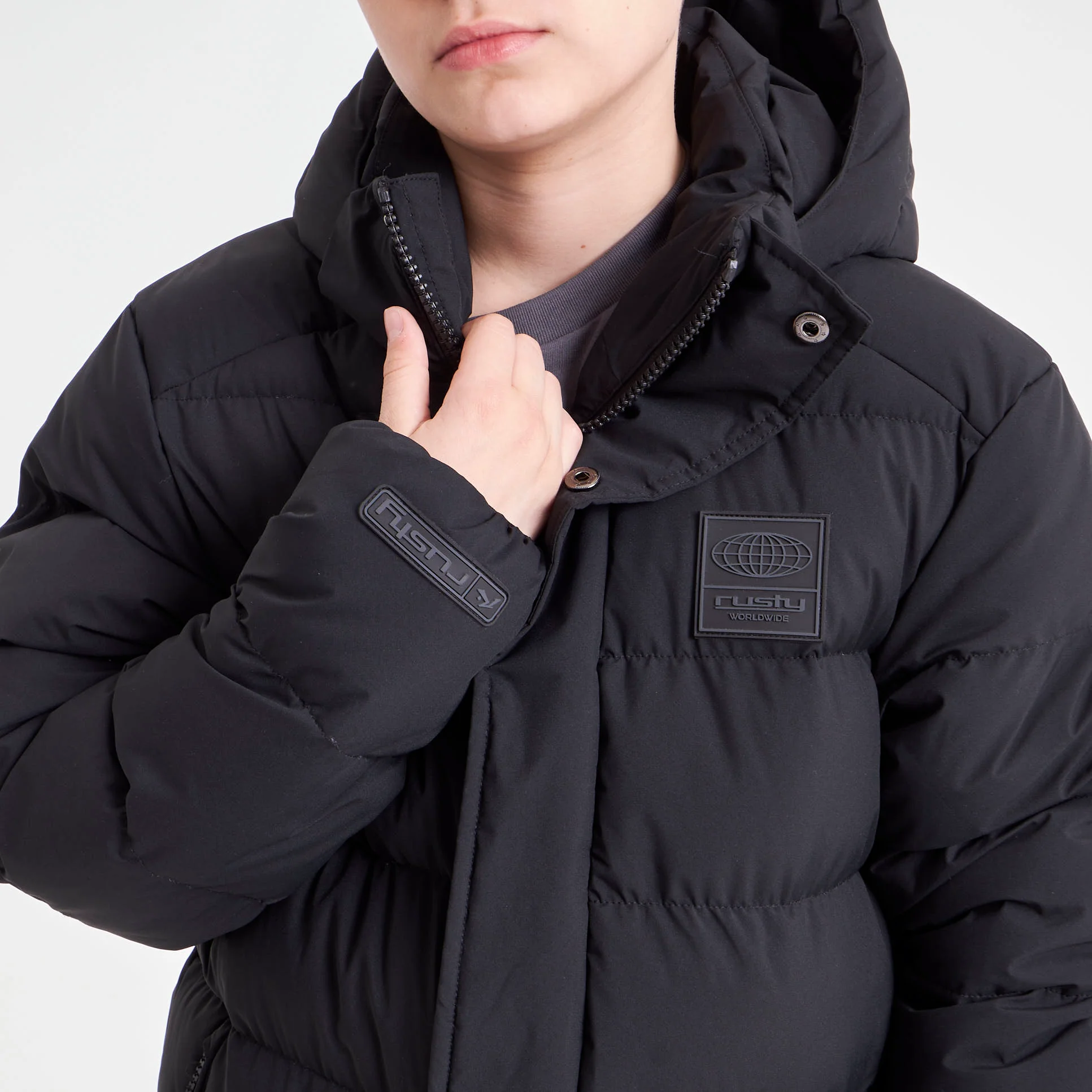 Campera Abrigo Rusty Pruffen Serie 2 Jacket Jr Black - Image 7