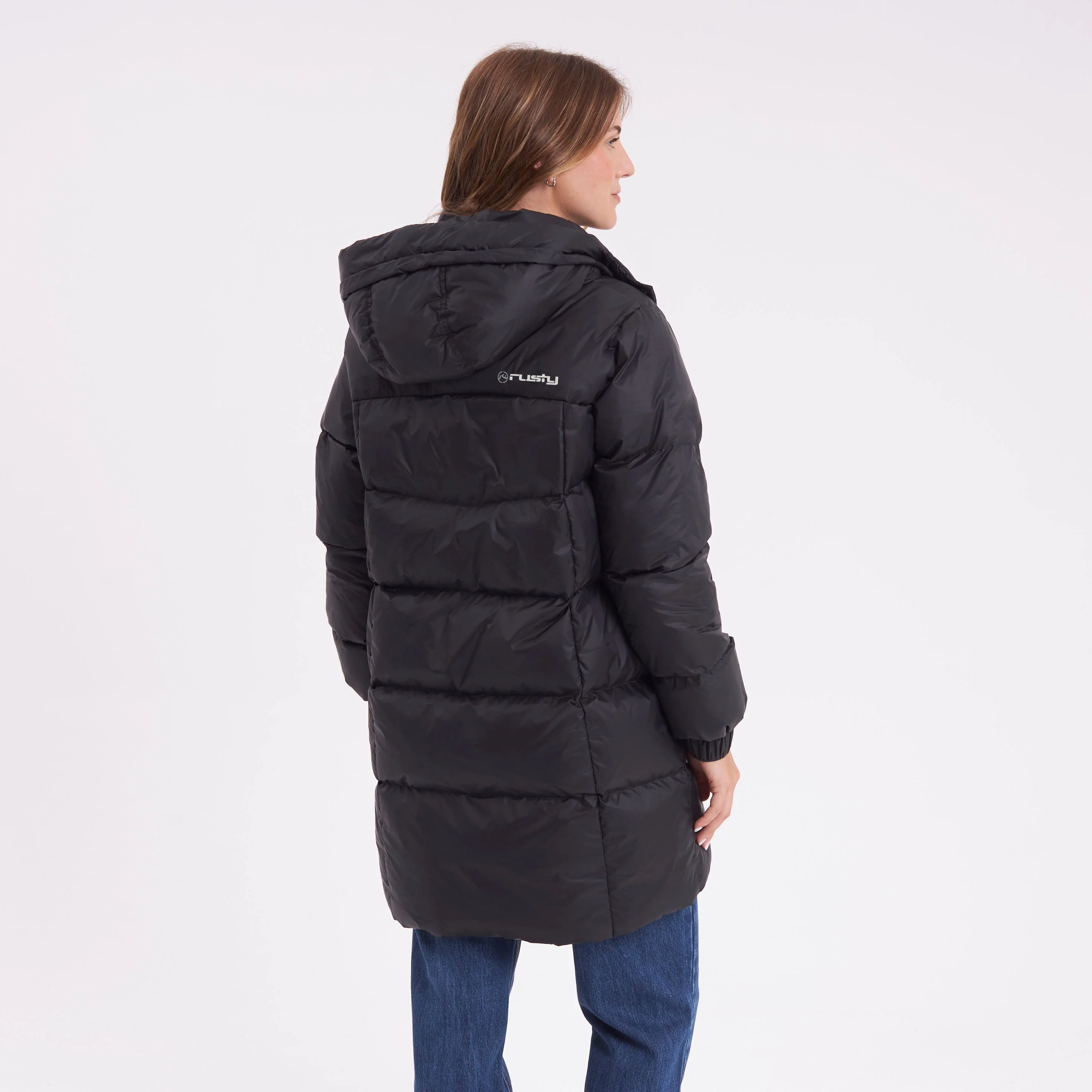 Campera Abrigo Rusty Shallow Long Puffer Coat Ld Black - Image 10