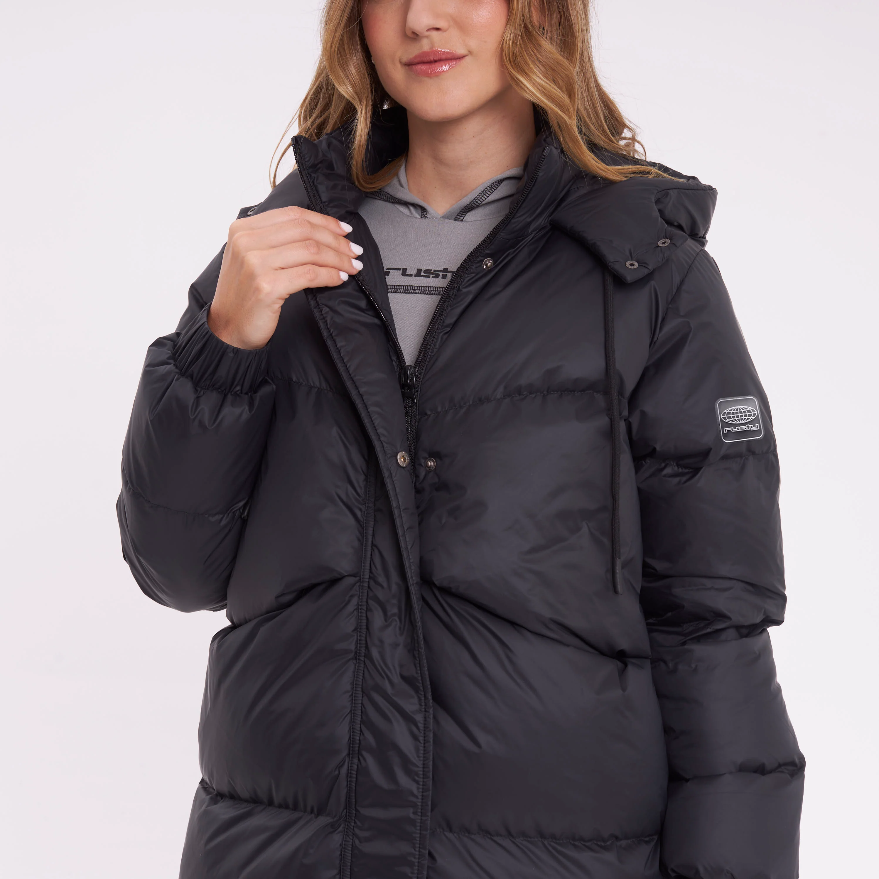 Campera Abrigo Rusty Shallow Long Puffer Coat Ld Black - Image 4