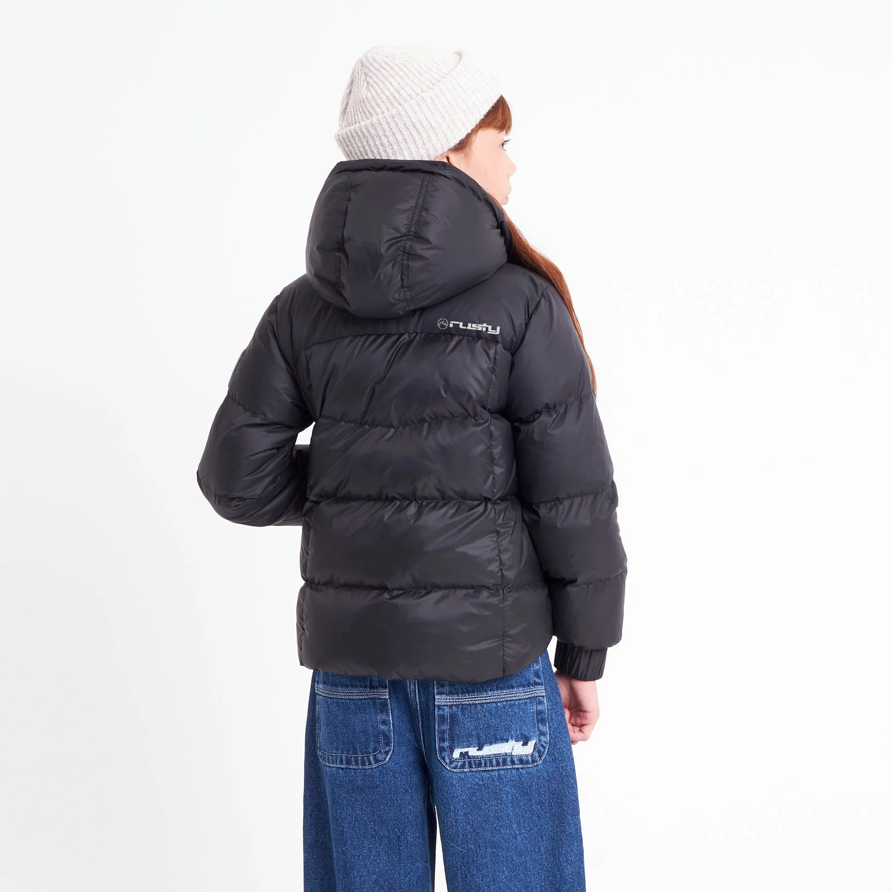 Campera Abrigo Rusty Shallow Puffer Coat Girls Black - Image 4