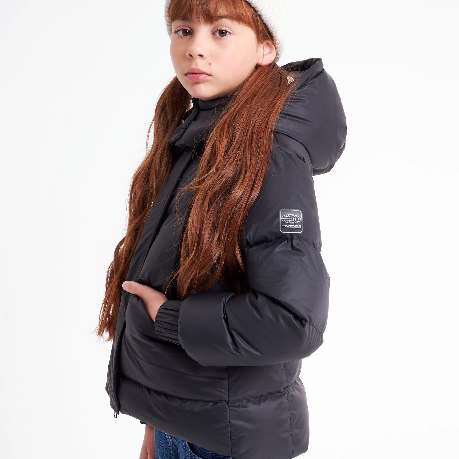 Campera Abrigo Rusty Shallow Puffer Coat Girls Black - Image 6