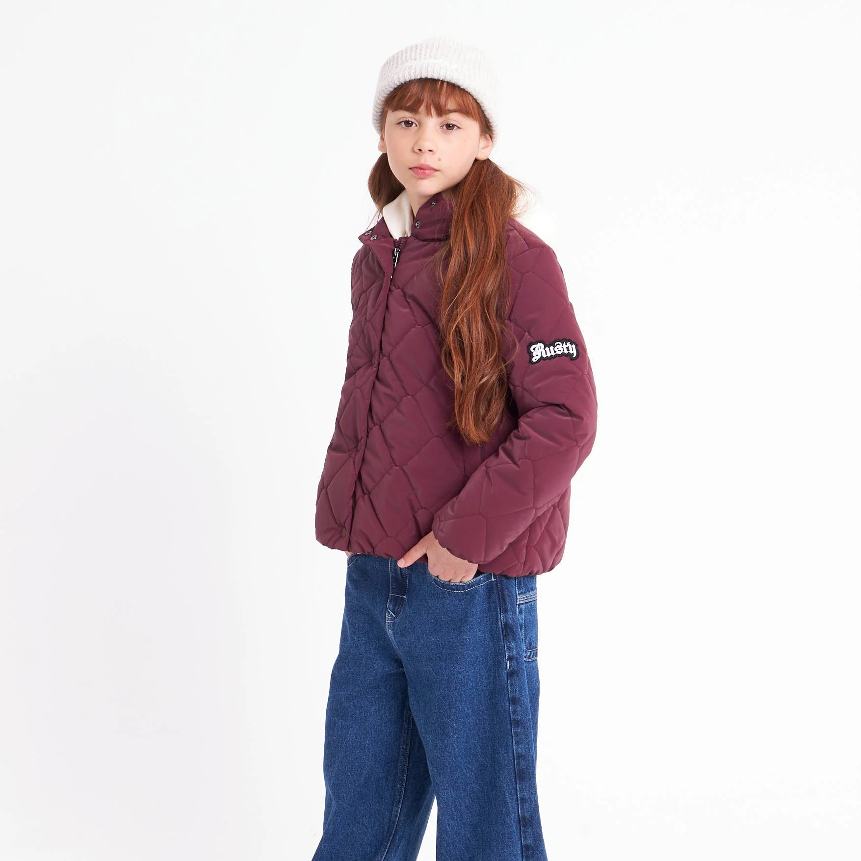 Campera Abrigo Rusty Angels Puffer Coat Girls Burgundy - Image 4
