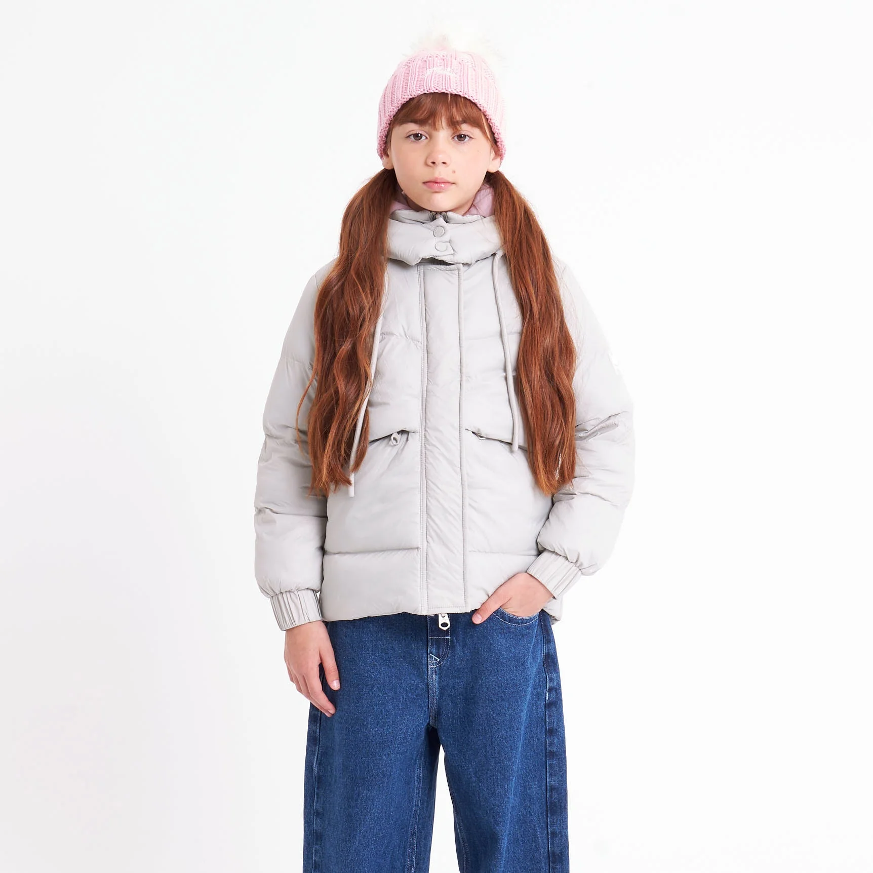 Campera Abrigo Rusty Shallow Puffer Coat Girls Mirage Gray