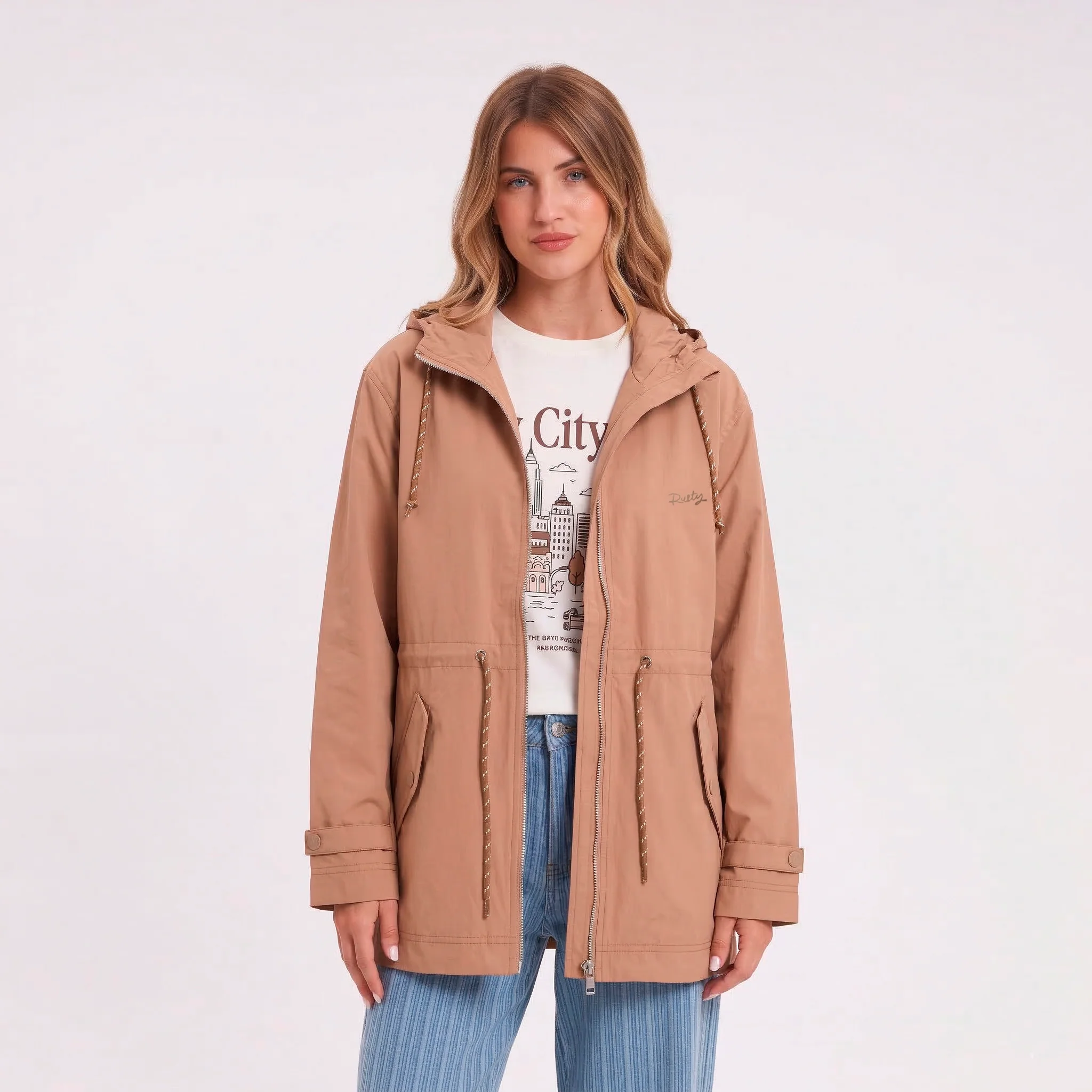 Campera Abrigo Rusty Obley Jacket Ld Taupe - Image 3