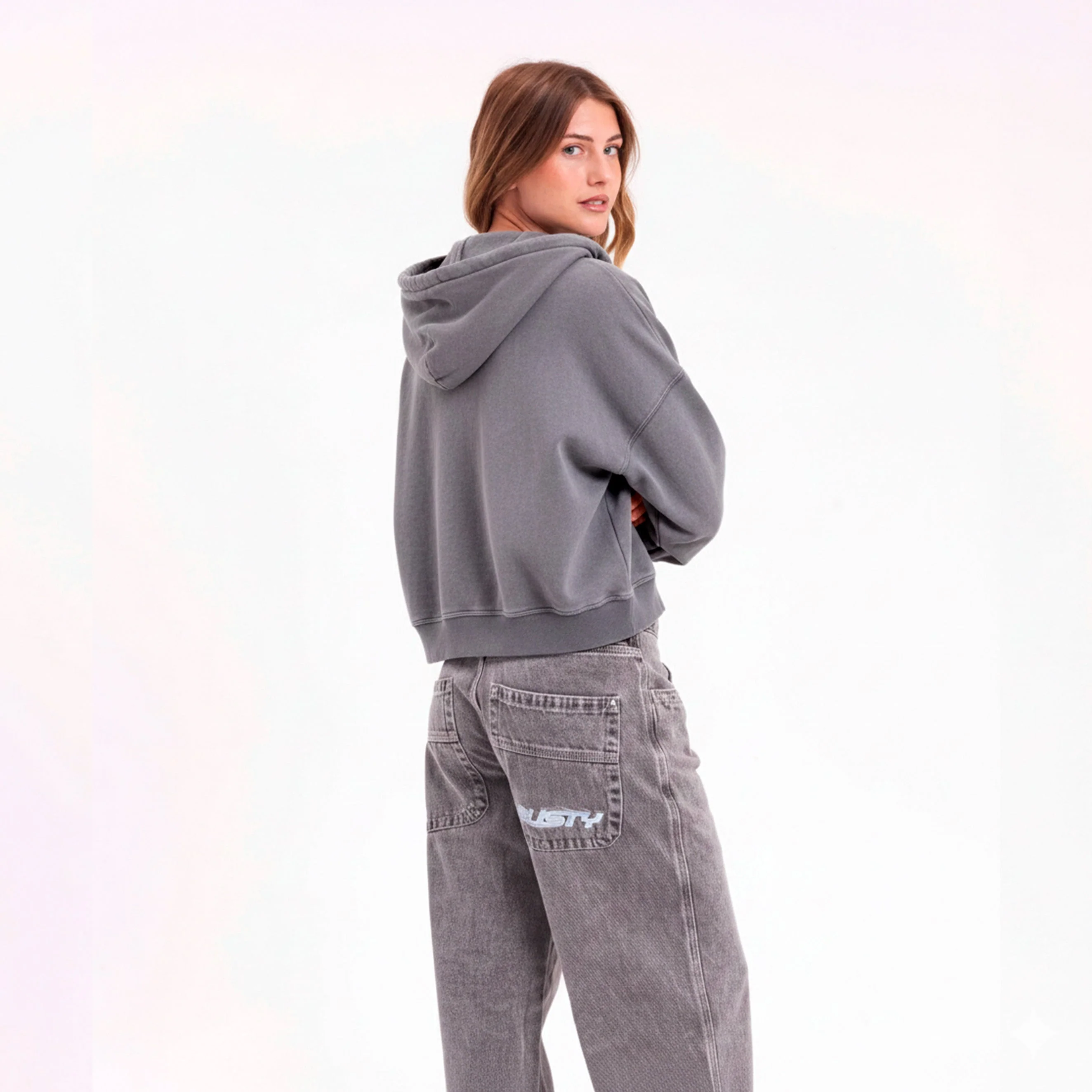 Campera Canguro Rusty Frankston Ziphood Ld Dark Grey - Image 3