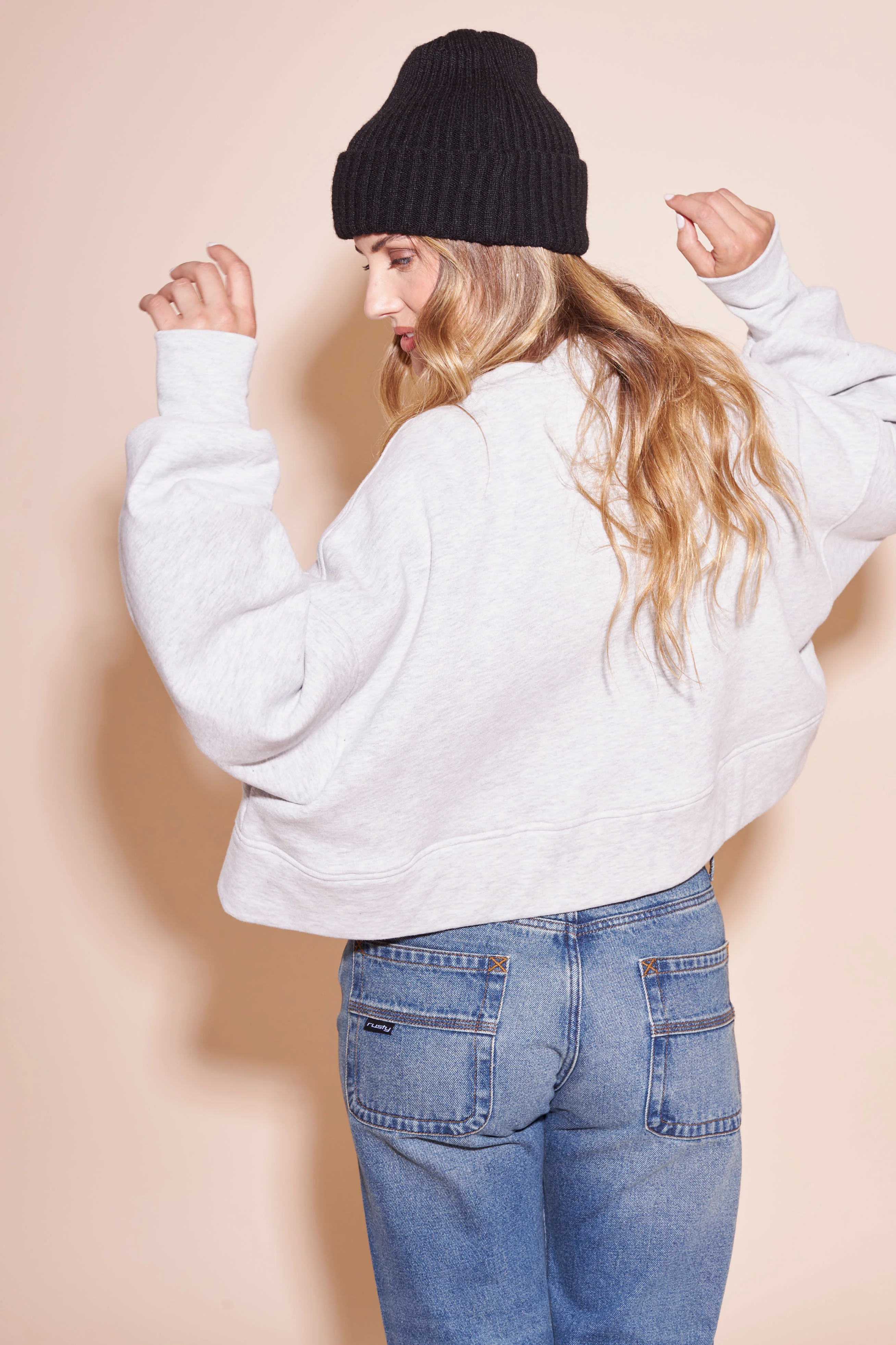 Campera Canguro Rusty Atomic Fleece Cardigan Ld Grey Marle - Image 10