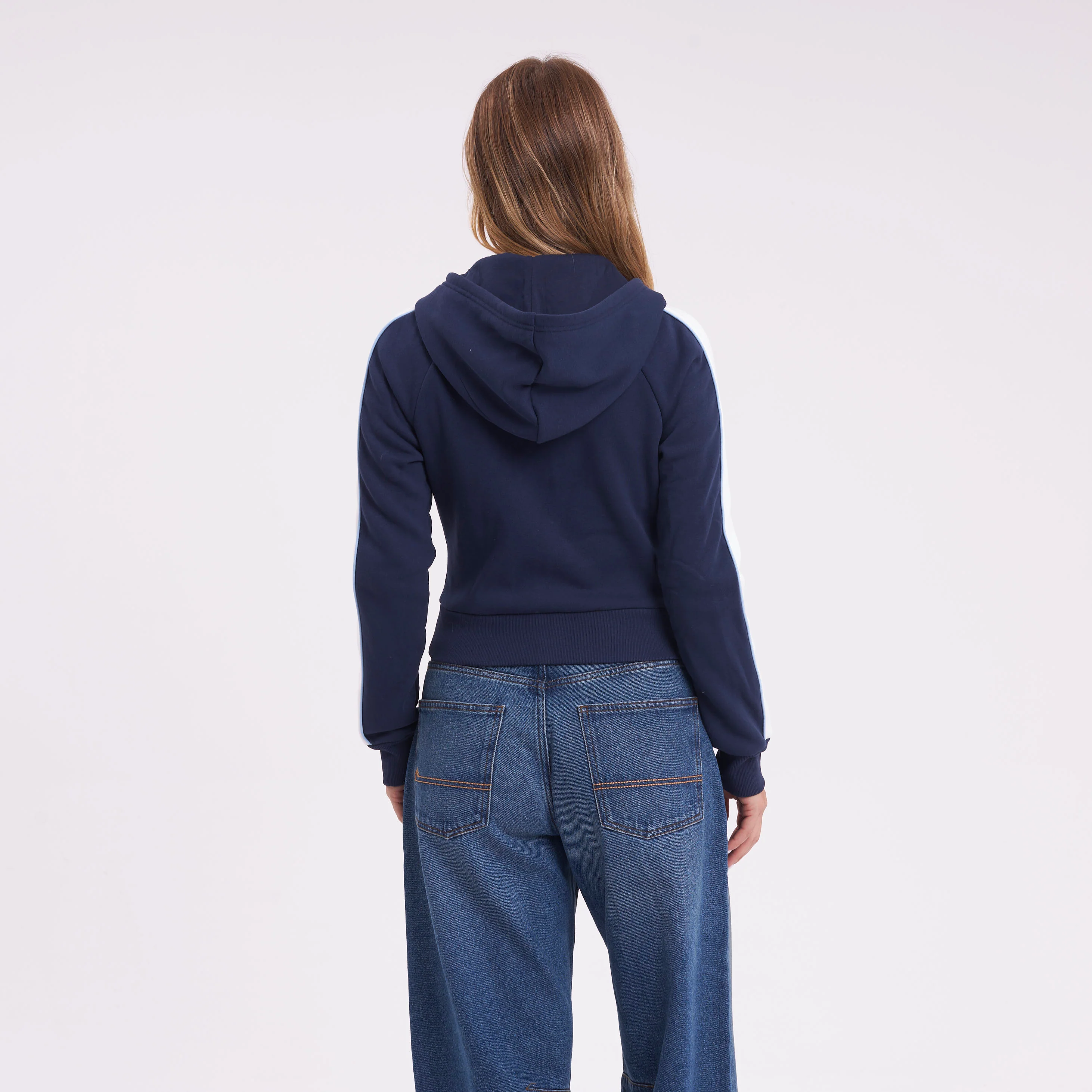 Campera Canguro Rusty Retro Lines Zip Through Hooded Fleece Navy Blue - Image 13
