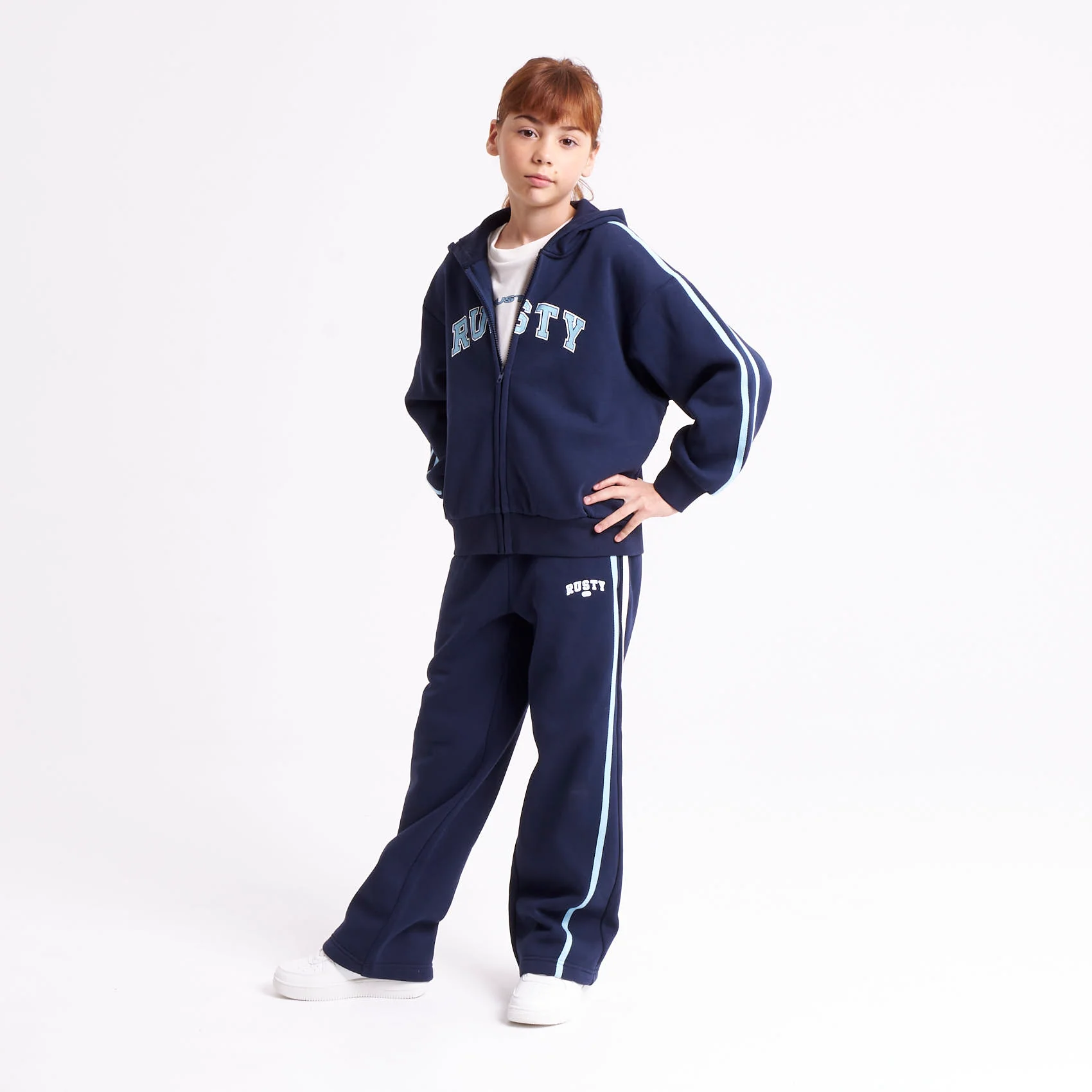 Campera Canguro Rusty Girls Team Varsity Zip Through Hood Navy - Image 8