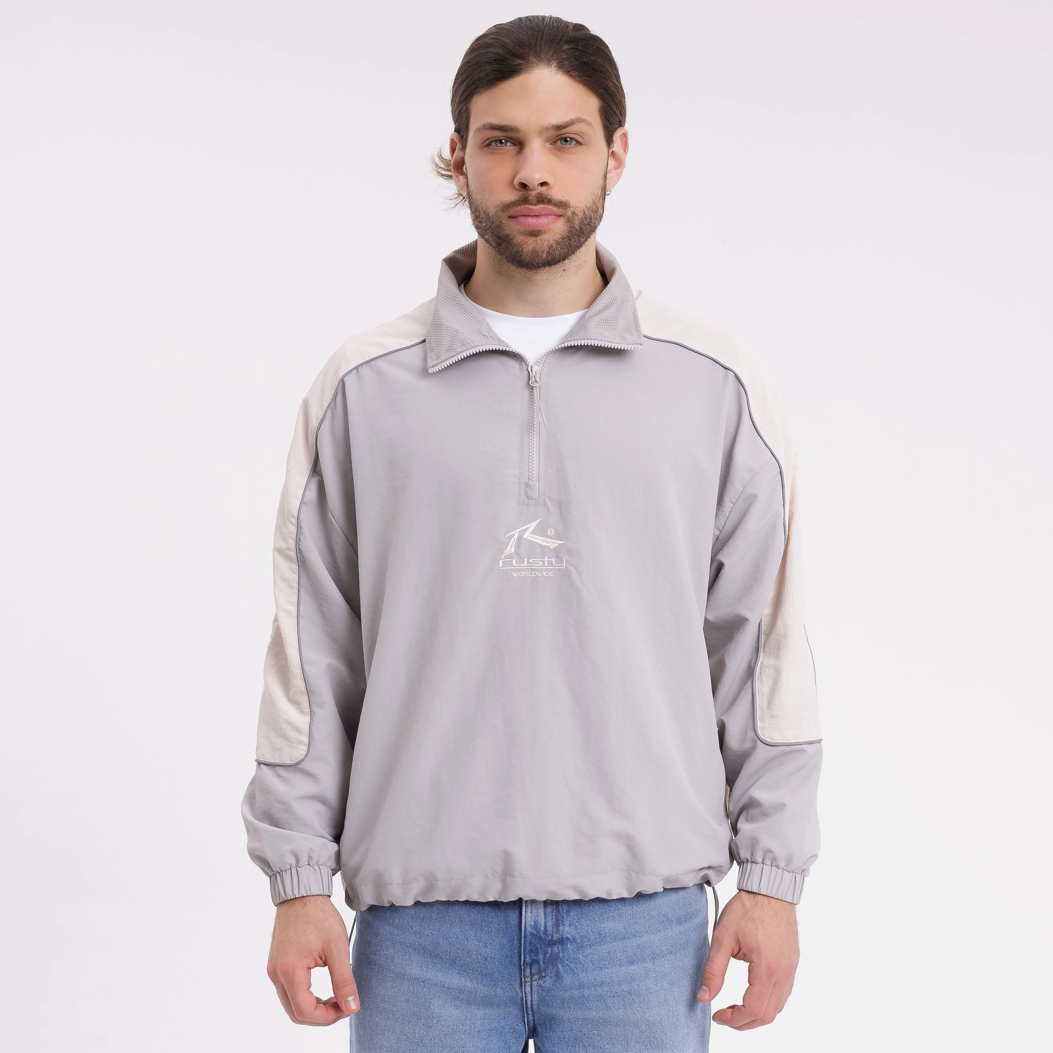 Campera Liviana Rusty Betheel 1/2 Zip Windbreaker Grey - Image 3