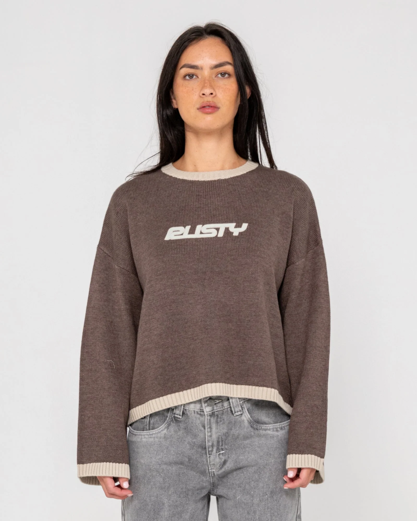 Sweater Rusty Rider Relaxed Crew Neck Knit Pinecone - Image 3