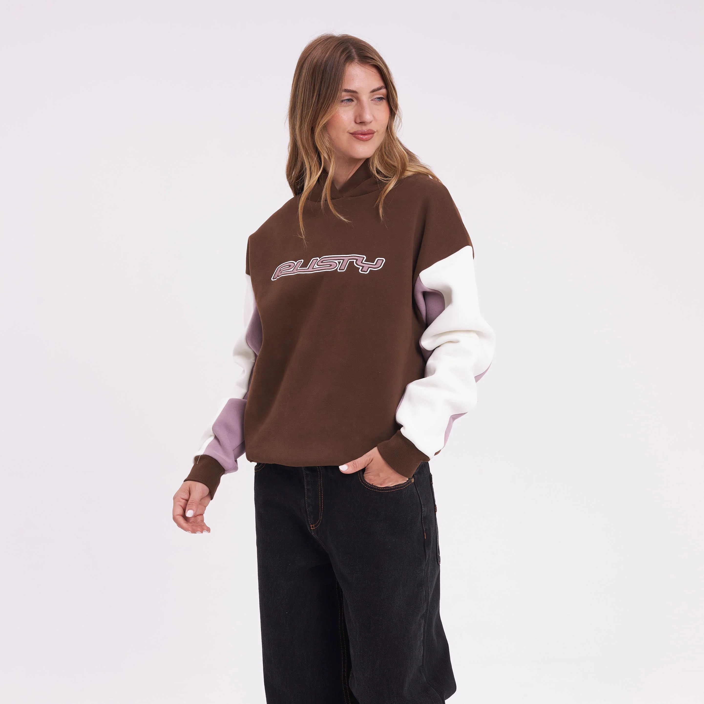 Canguro Rusty Neopole Panelled Hooded Fleece Pinecone/Berry Cream - Image 3