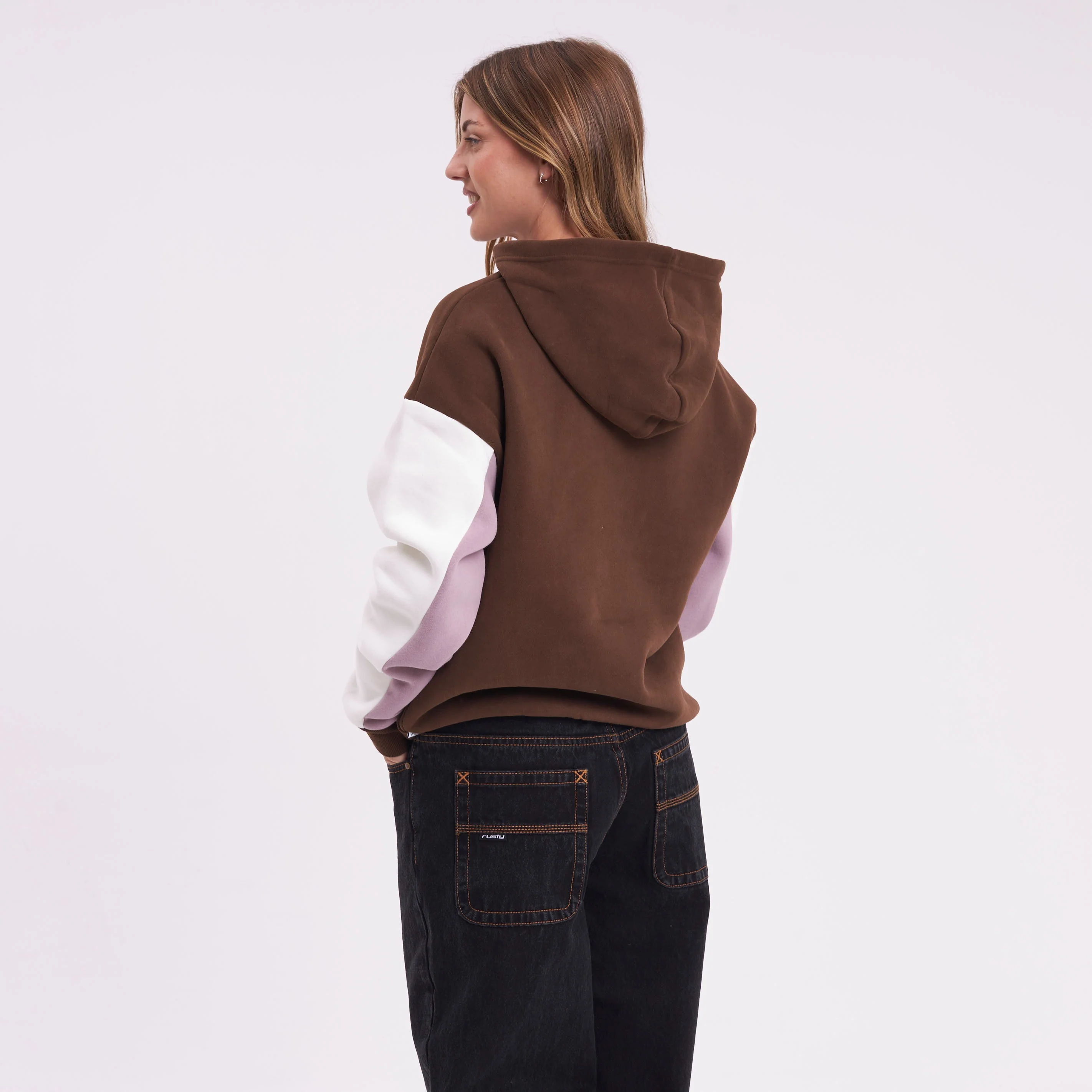 Canguro Rusty Neopole Panelled Hooded Fleece Pinecone/Berry Cream - Image 4