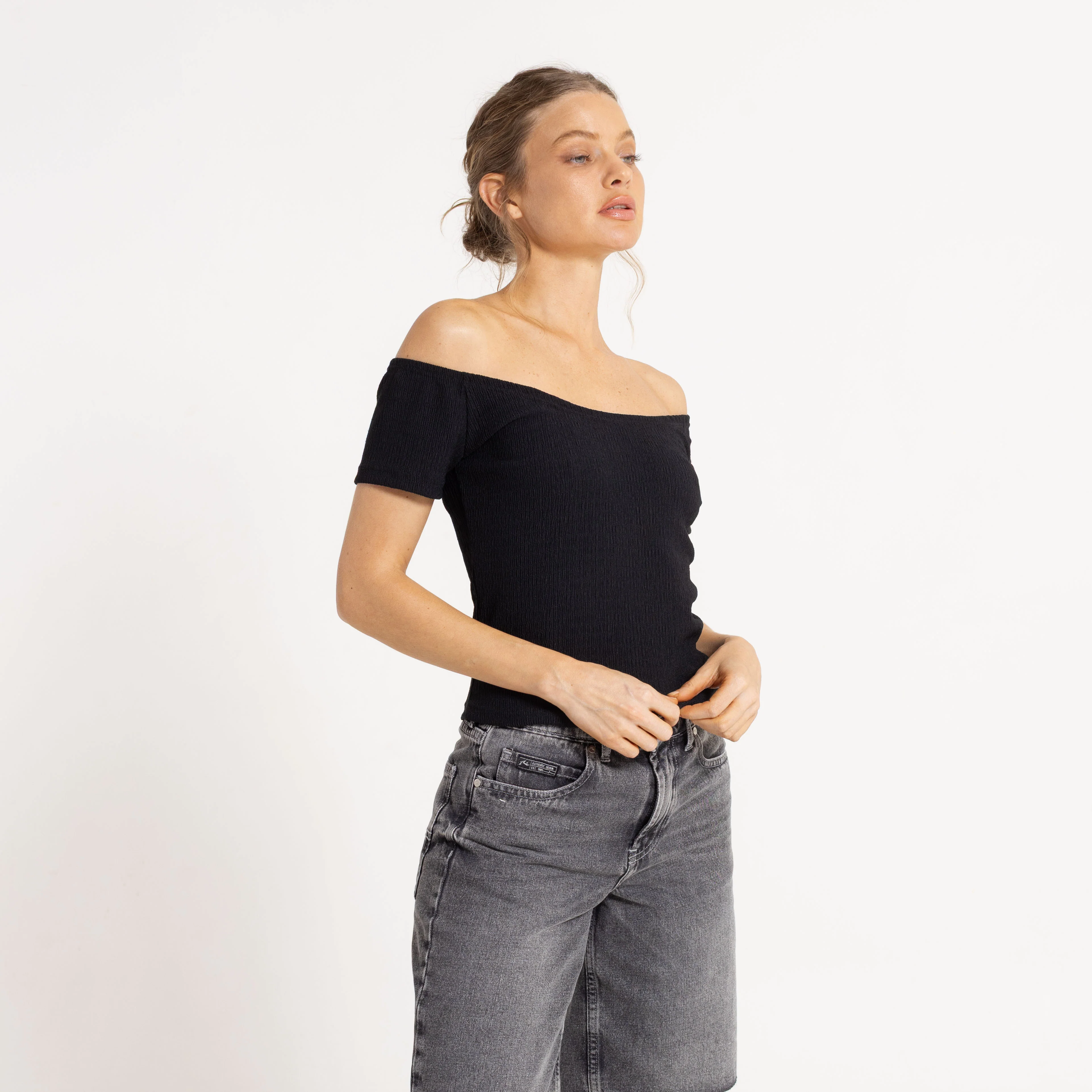Fashion Top Rusty Ciao Bella Off Shoulder Top Ld Black - Image 2