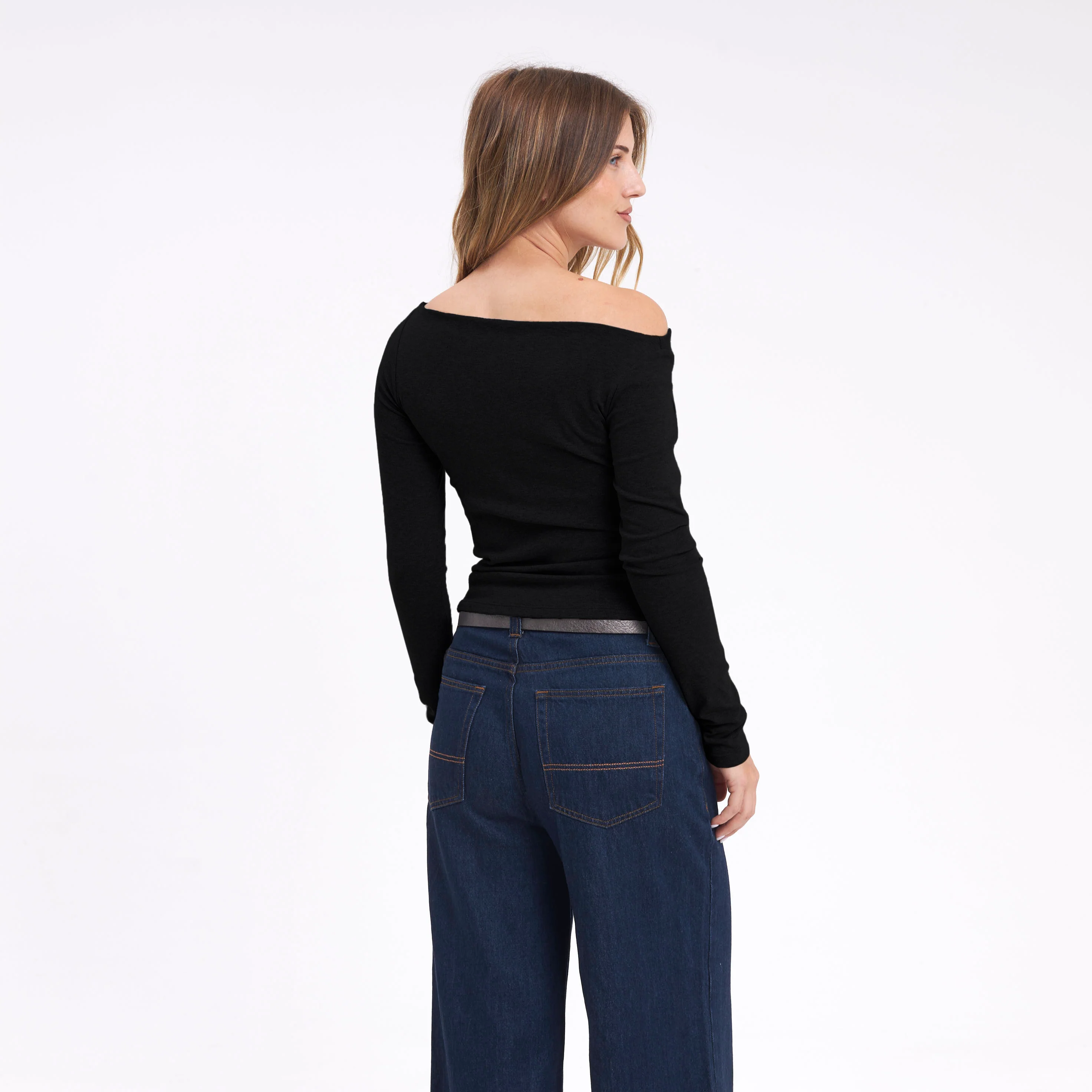 Fashion Top Rusty Groove Up One Shoulder Ls Top Ld Black - Image 5