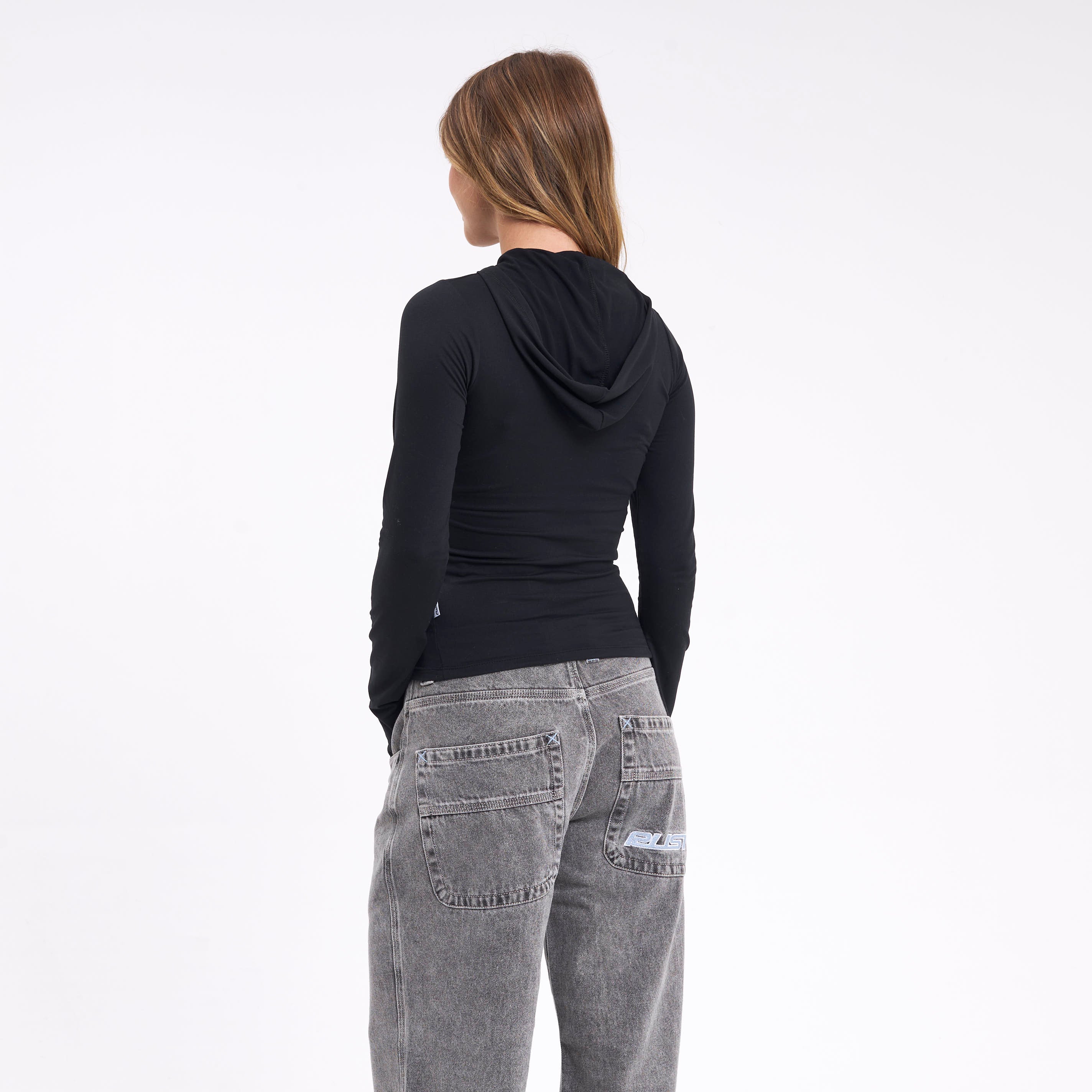 Fashion Top Rusty Hide Hood Ls Tee Black - Image 5