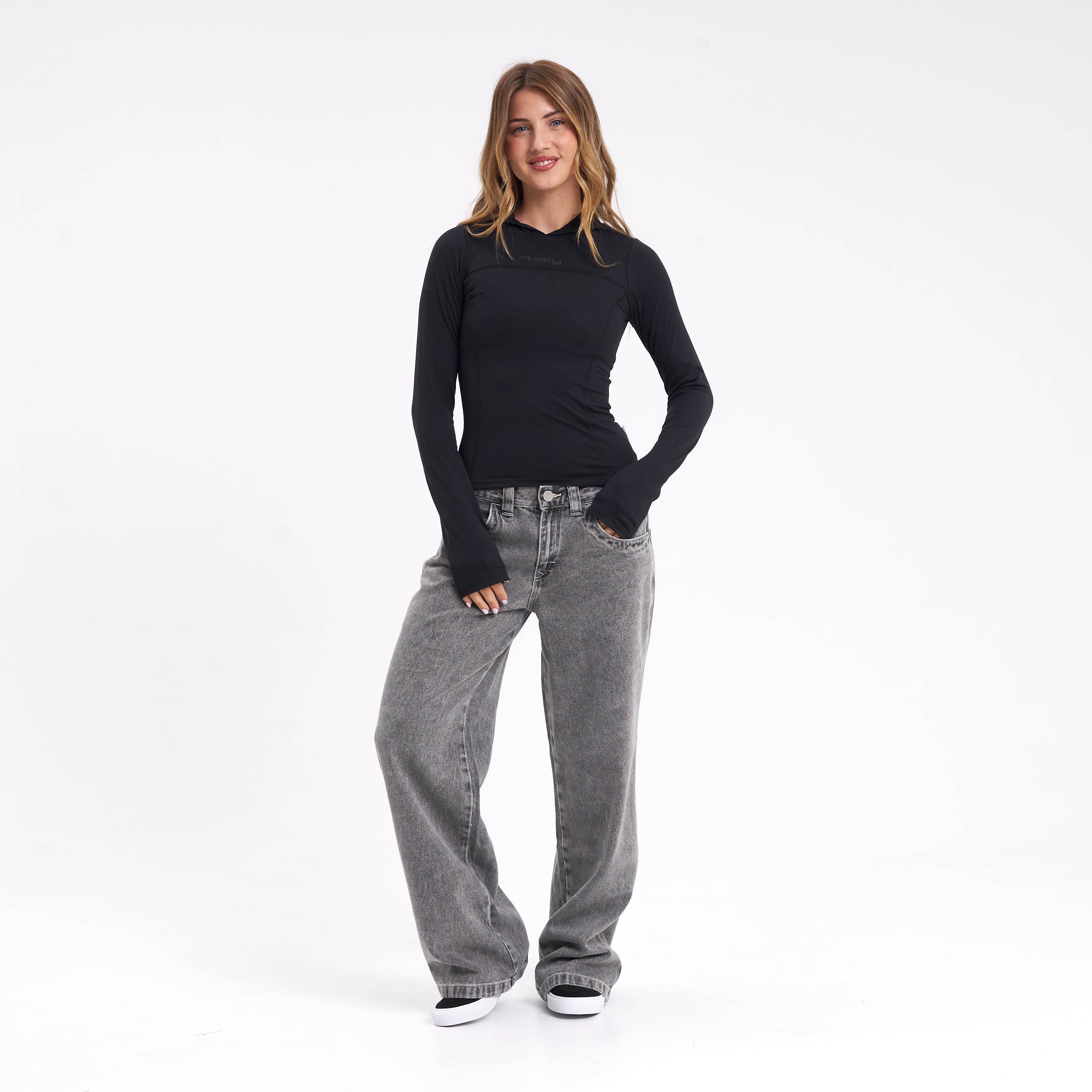 Fashion Top Rusty Hide Hood Ls Tee Black - Image 6