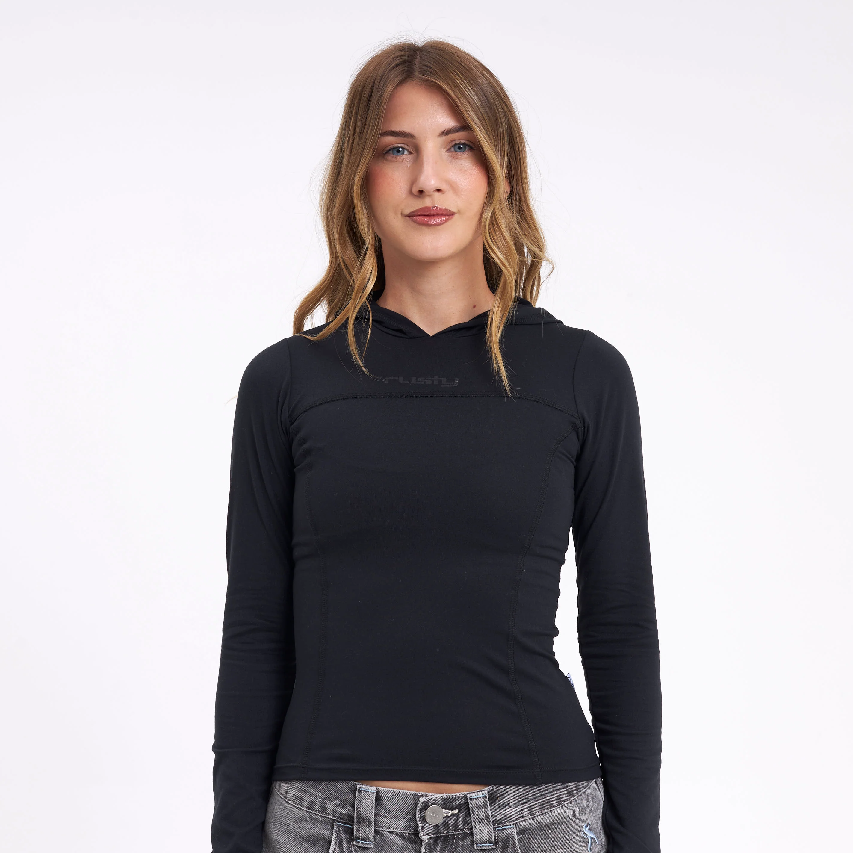 Fashion Top Rusty Hide Hood Ls Tee Black - Image 7