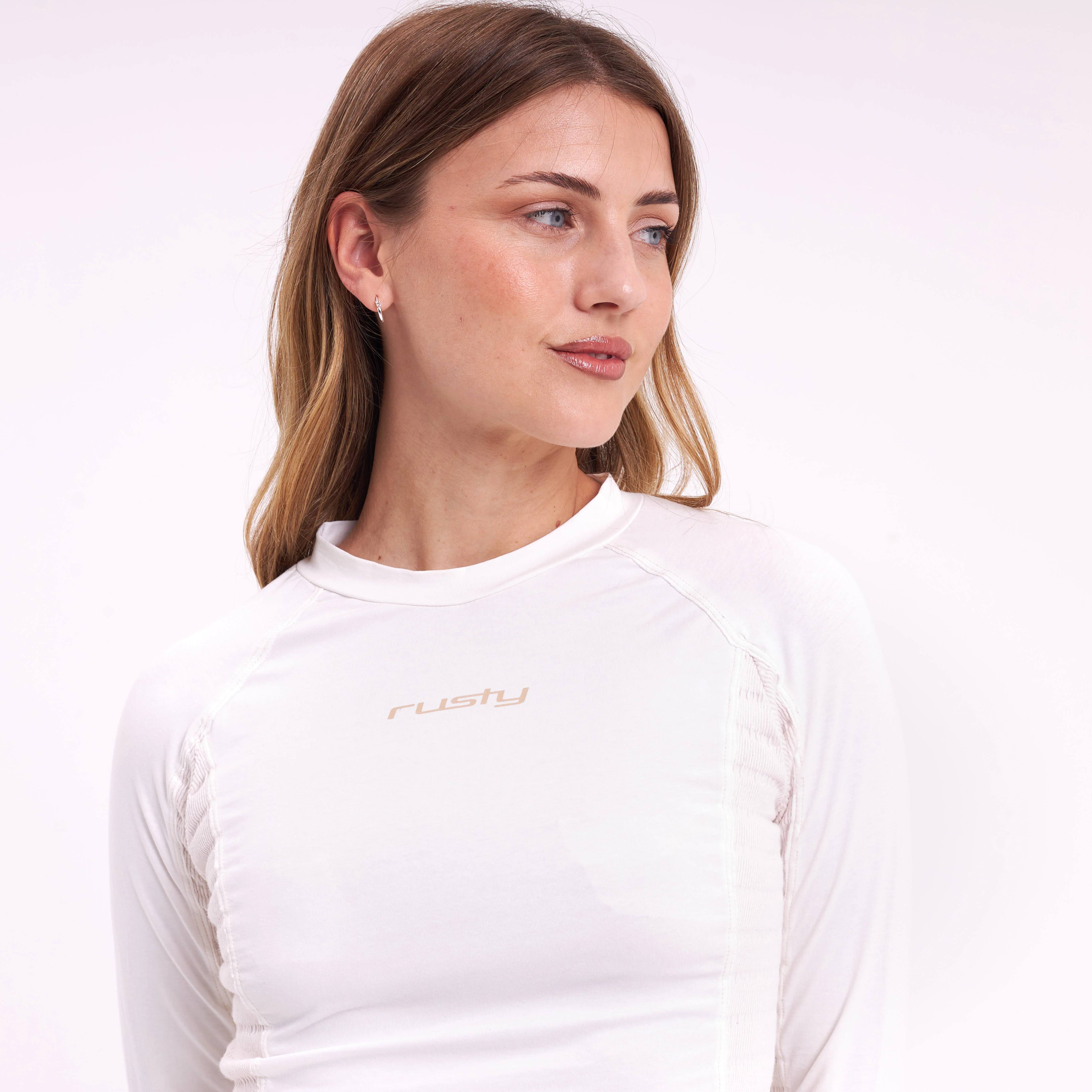 Fashion Top Rusty Kick Textured Ls Top Ld Ecru - Image 3