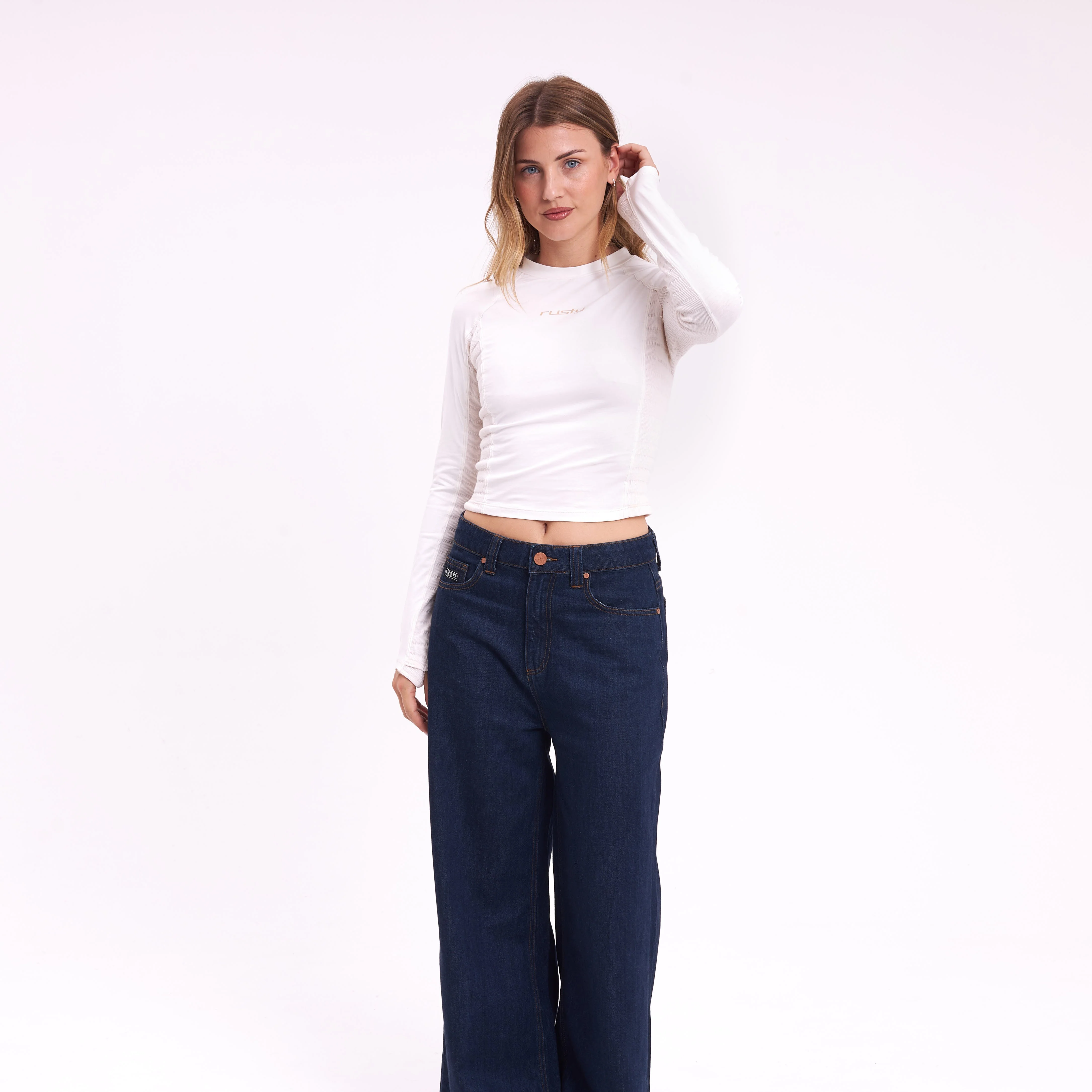 Fashion Top Rusty Kick Textured Ls Top Ld Ecru - Image 4
