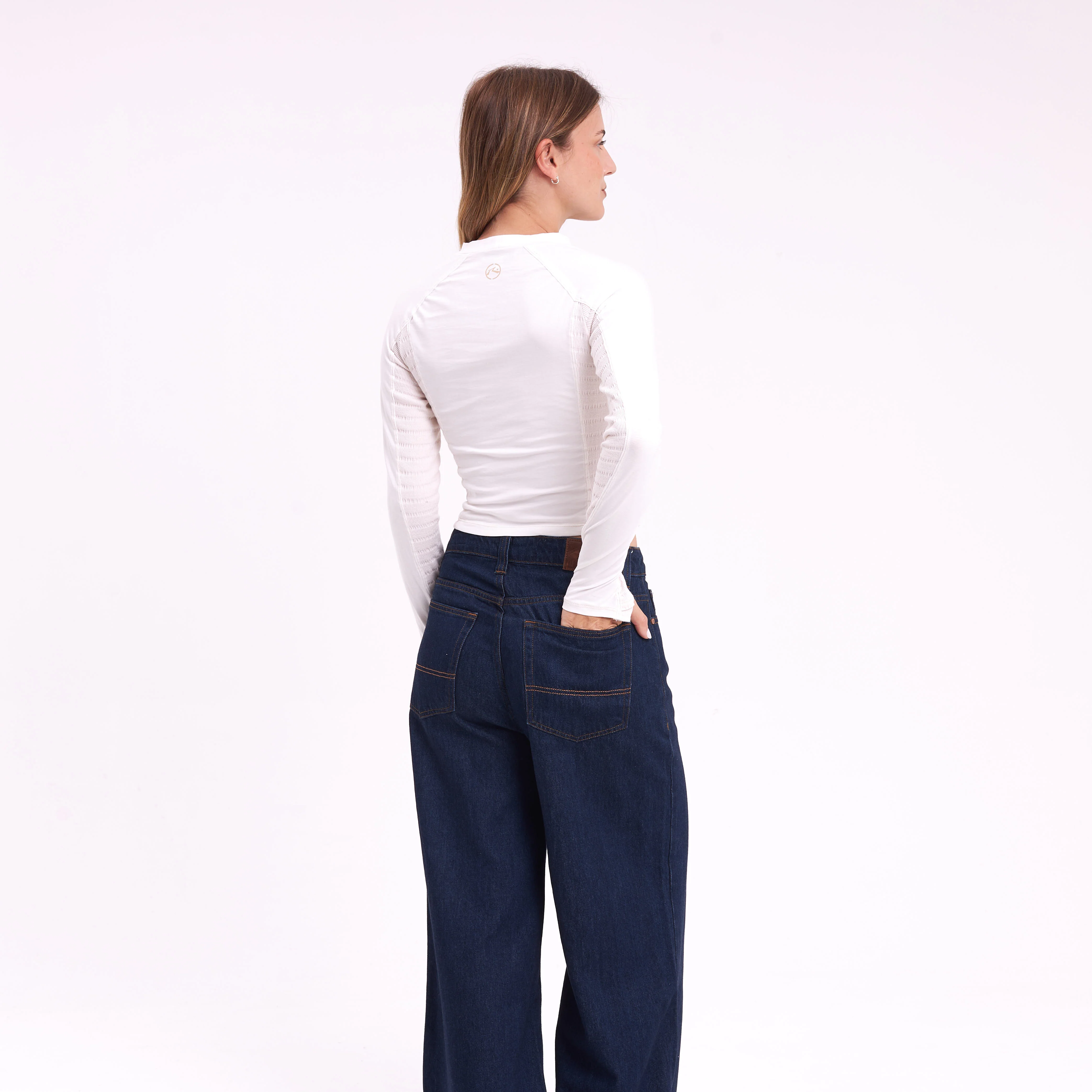 Fashion Top Rusty Kick Textured Ls Top Ld Ecru - Image 8