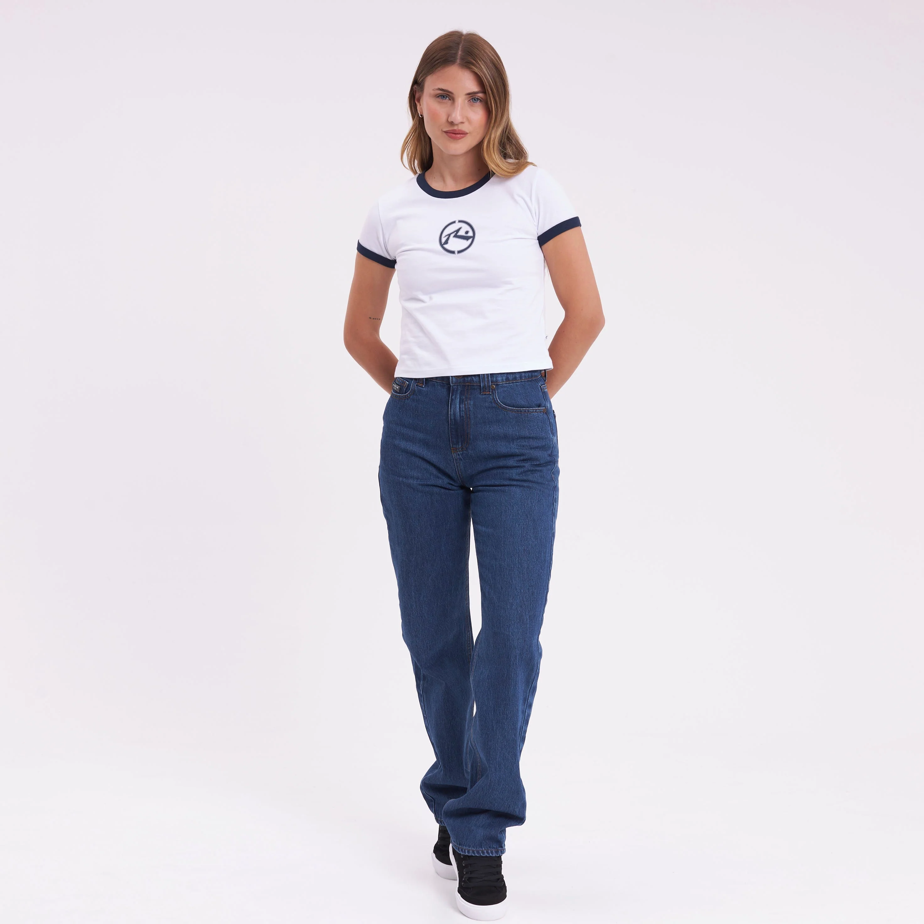 Jean Rusty Suzy Straight Mid Rise Jean Ld Deep Sea Blue