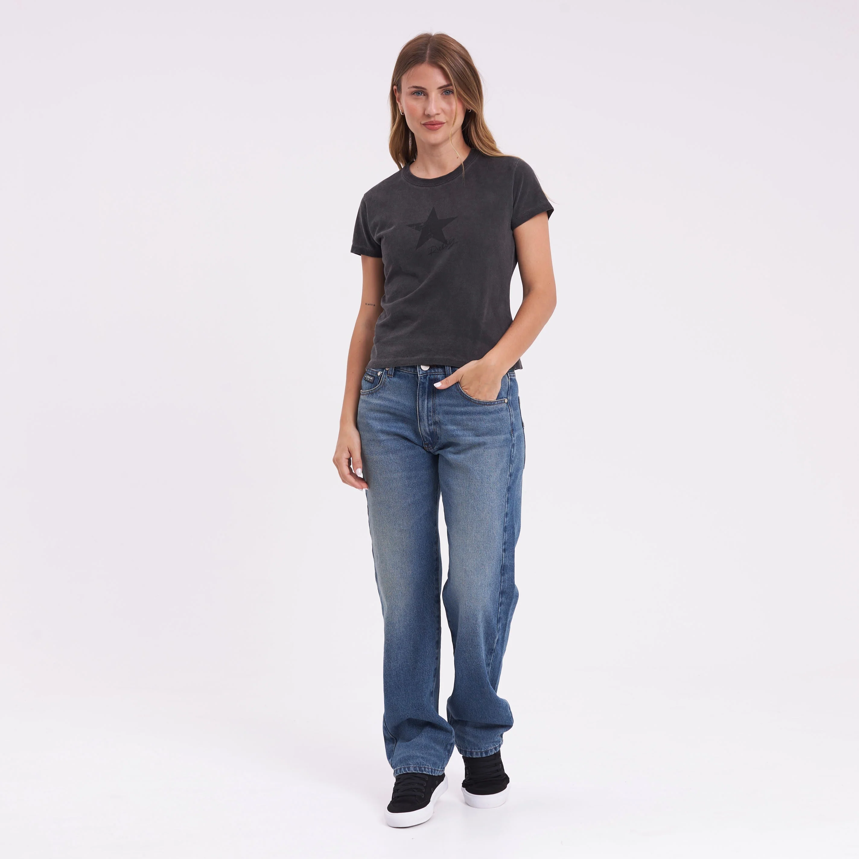 Jean Rusty Drive Boyfriend Baggy Jean Ld Middy Blue - Image 3
