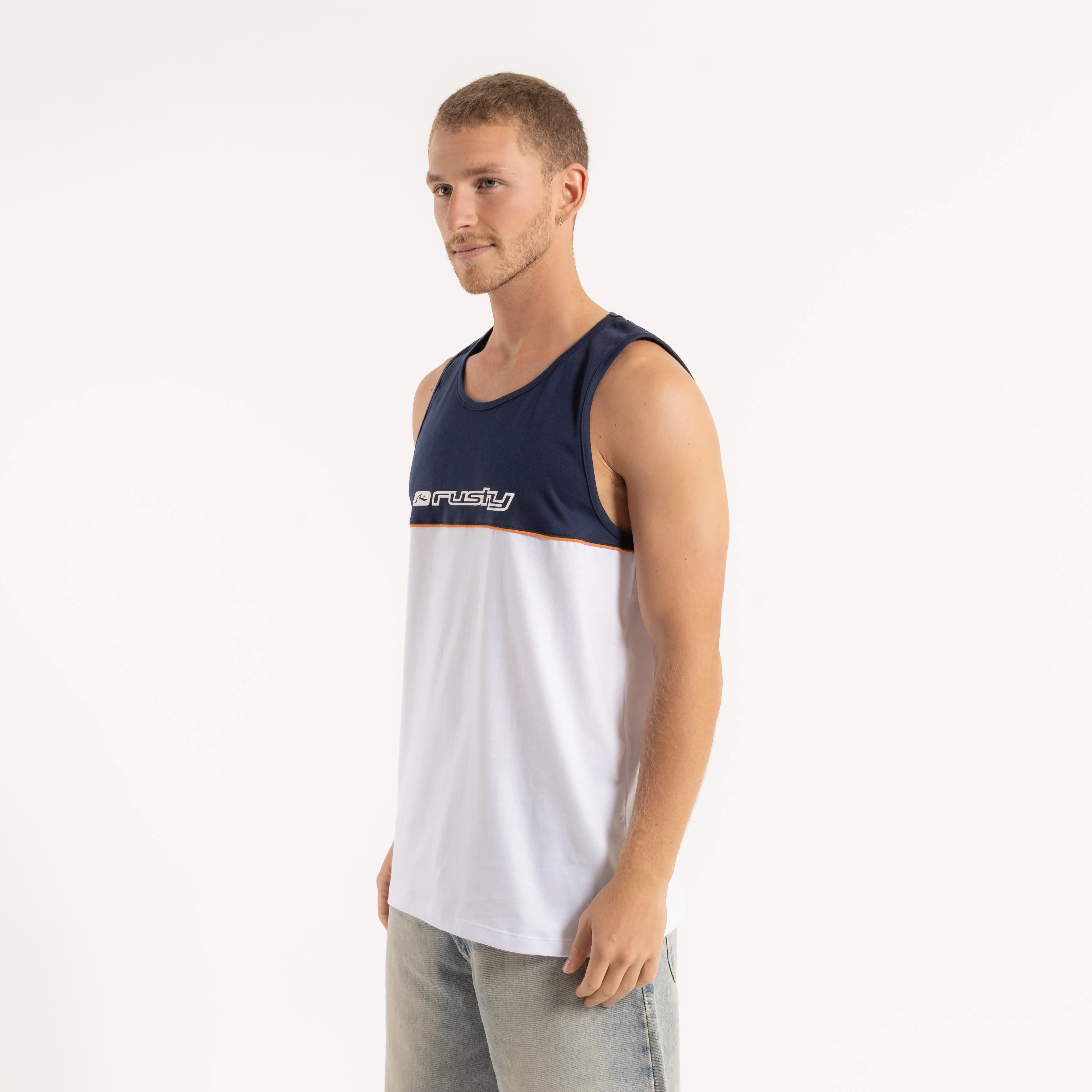 Musculosa Rusty Infinity Tank White/Navy Blue - Image 2