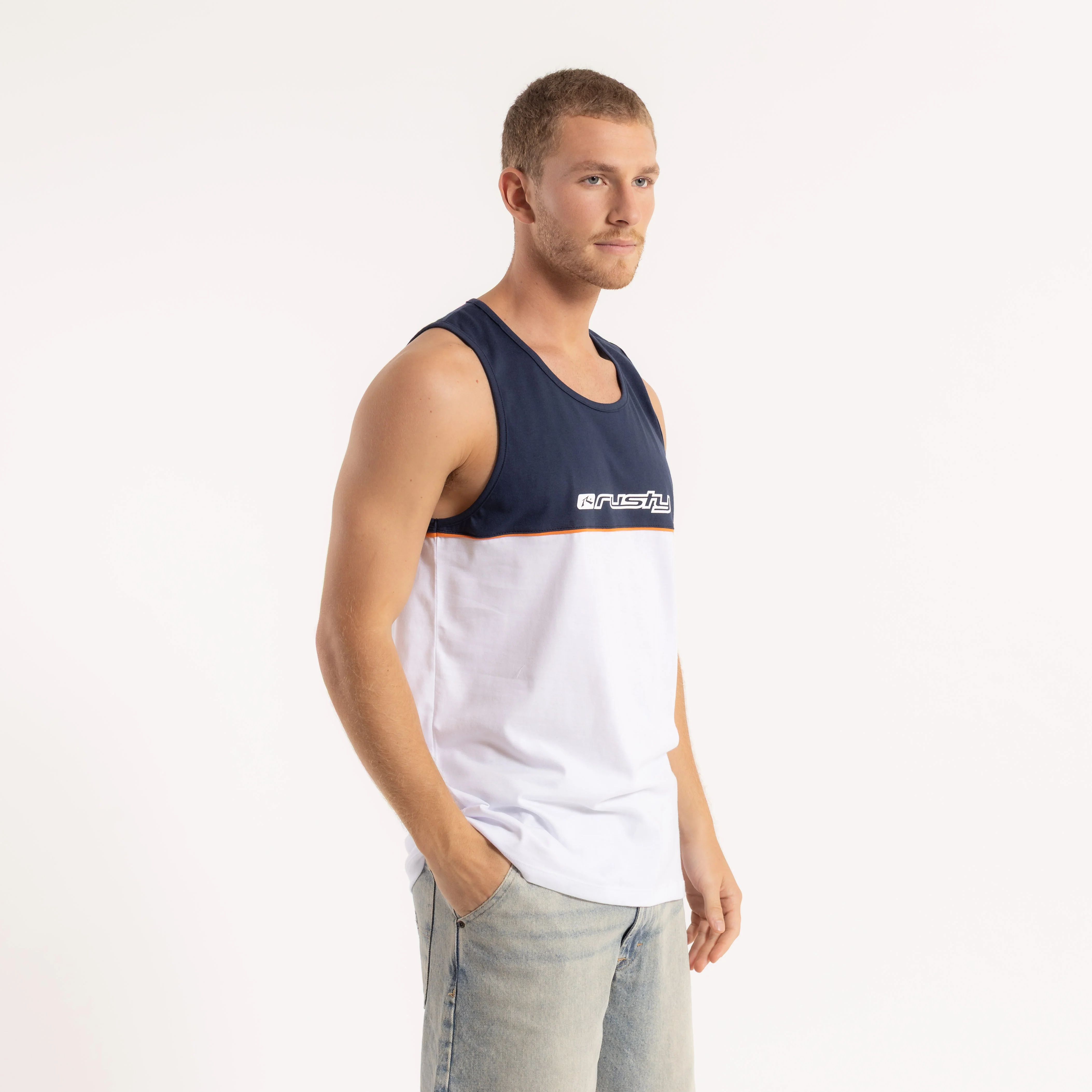 Musculosa Rusty Infinity Tank White/Navy Blue - Image 3
