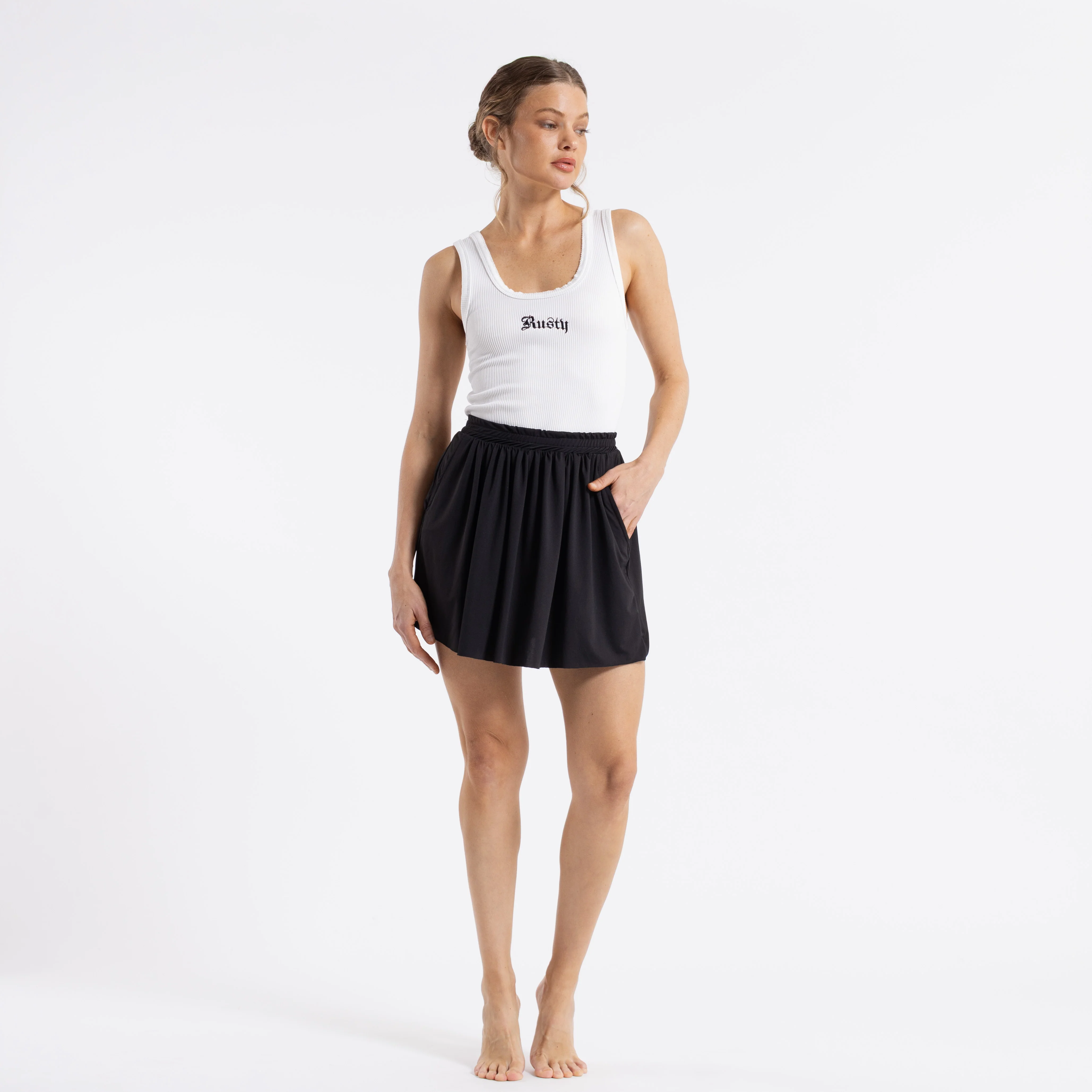 Pollera Rusty Athens Mid Rise Skirt Ld Black - Image 3